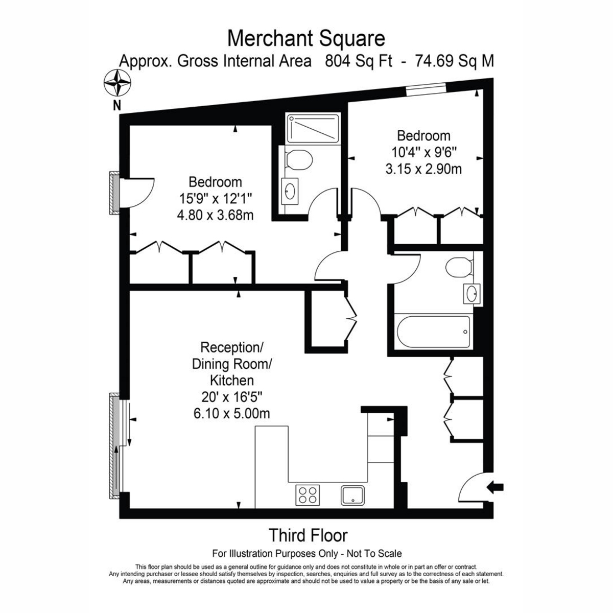 Flat 302, 3, Canalside Walk, London floorplan