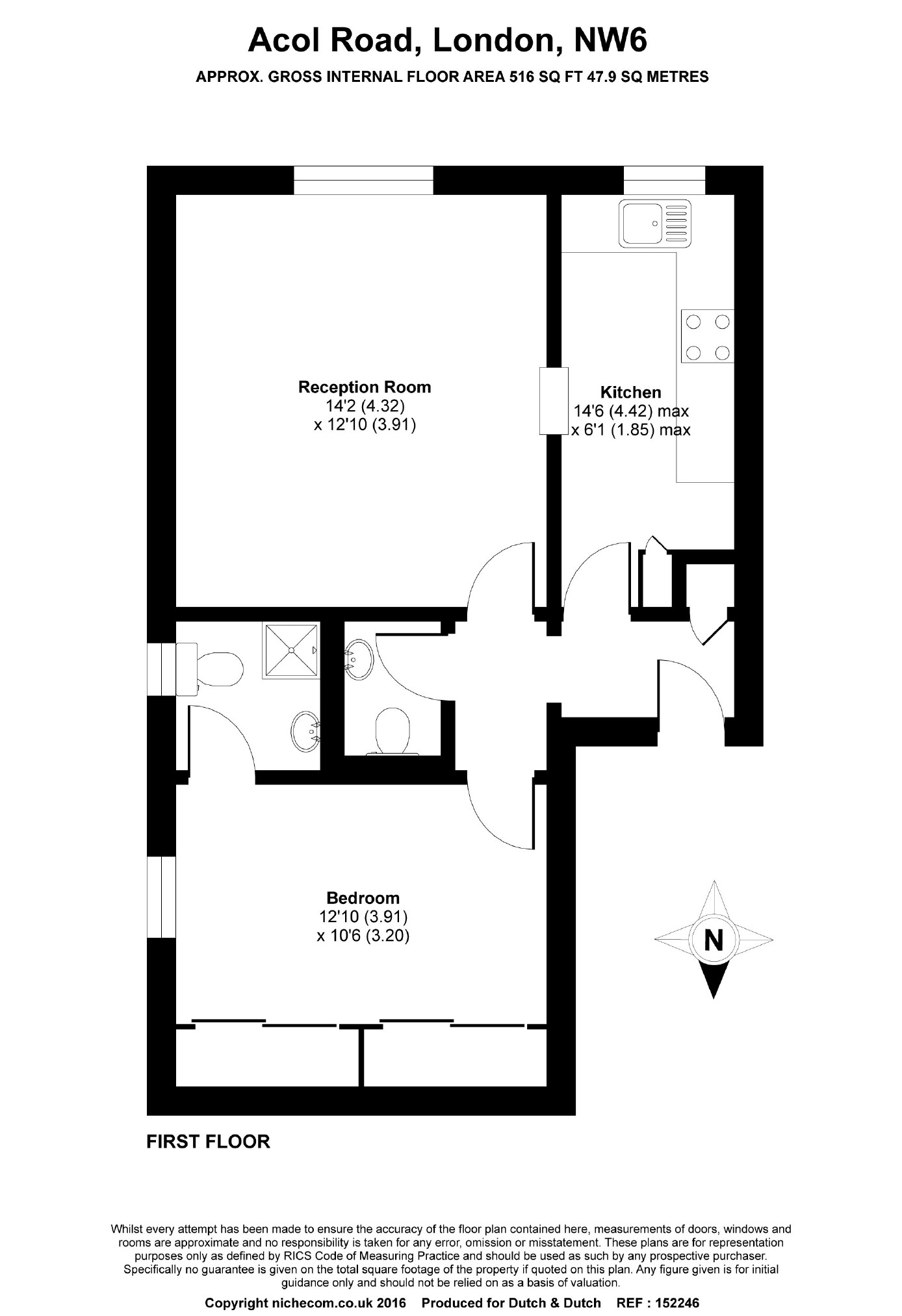 1 Bedrooms Flat to rent in Acol Road, South Hampstead, London NW6