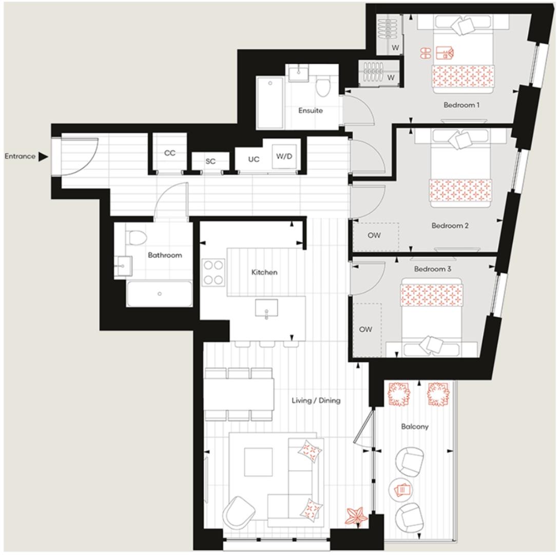Bow View Apartments, 2 Maple Mews, London floorplan