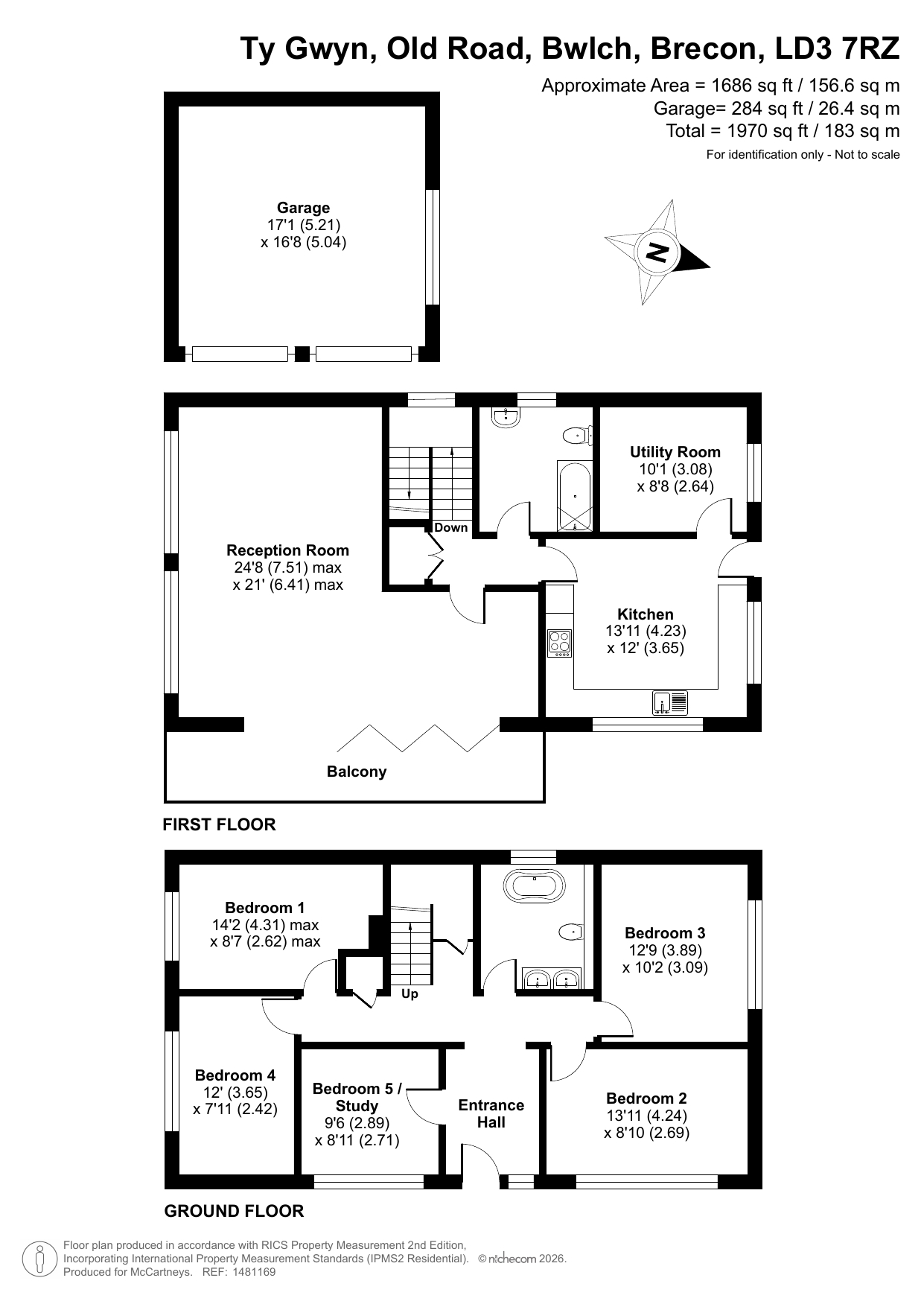 Ty Gwyn,, Old Road, Brecon floorplan