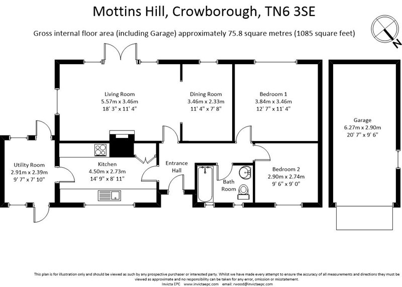 2 Bedrooms Detached bungalow for sale in Mottins Hill, Crowborough TN6