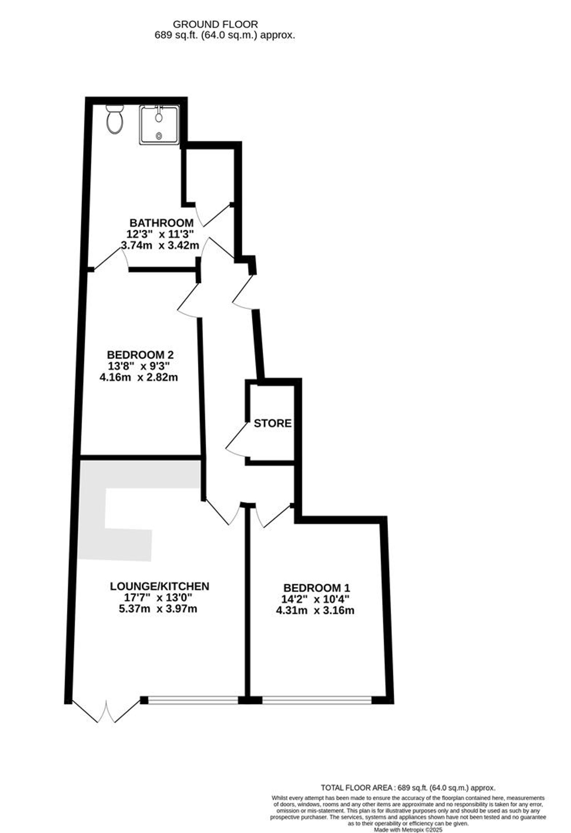 Apt 3, Knightsbridge Court West Bars, Chesterfield floorplan