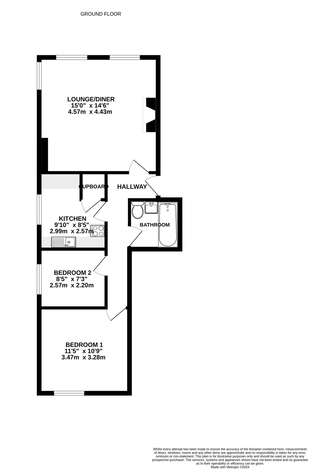Flat 2, Tudor Court, 18, Church Road West, Hampshire floorplan