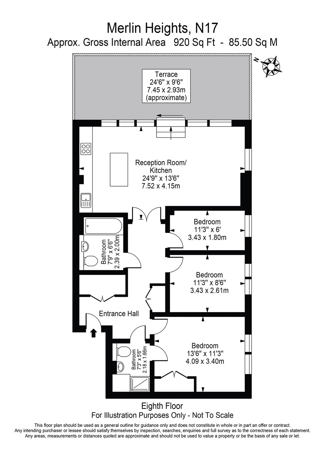 3 Bedrooms Flat to rent in Merlin Heights, Waterside Way, London N17