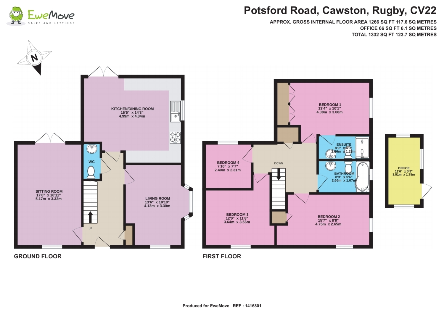 53, Potsford Road, Rugby floorplan