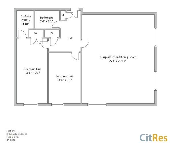 2 Bedrooms Flat for sale in Cranston Street, 1/1, Glasgow G3