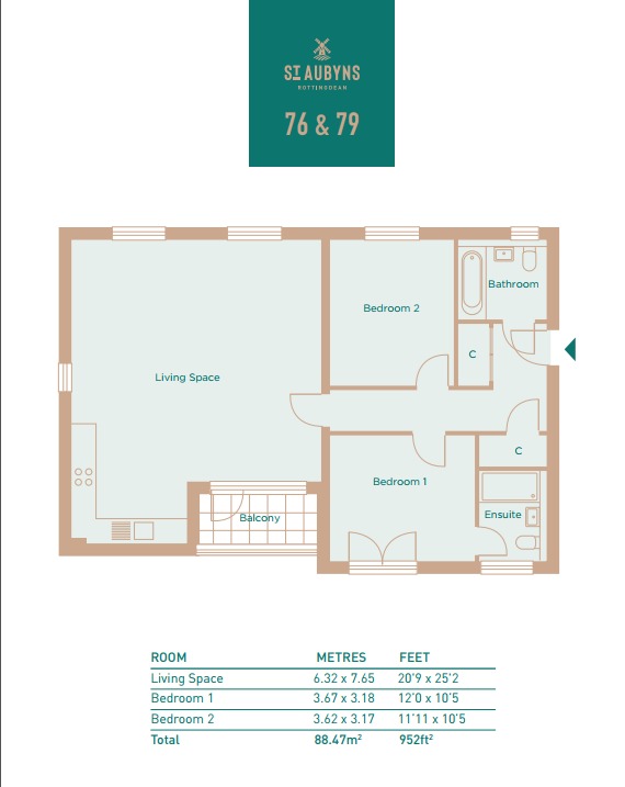 (WEB Plot 79) Flat 6, St Aubyns, Rottingdean floorplan