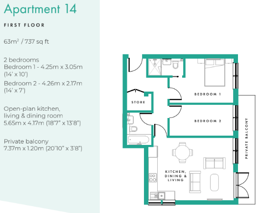 St Andrews Court,Flat 14, Wellington Street, Thame floorplan