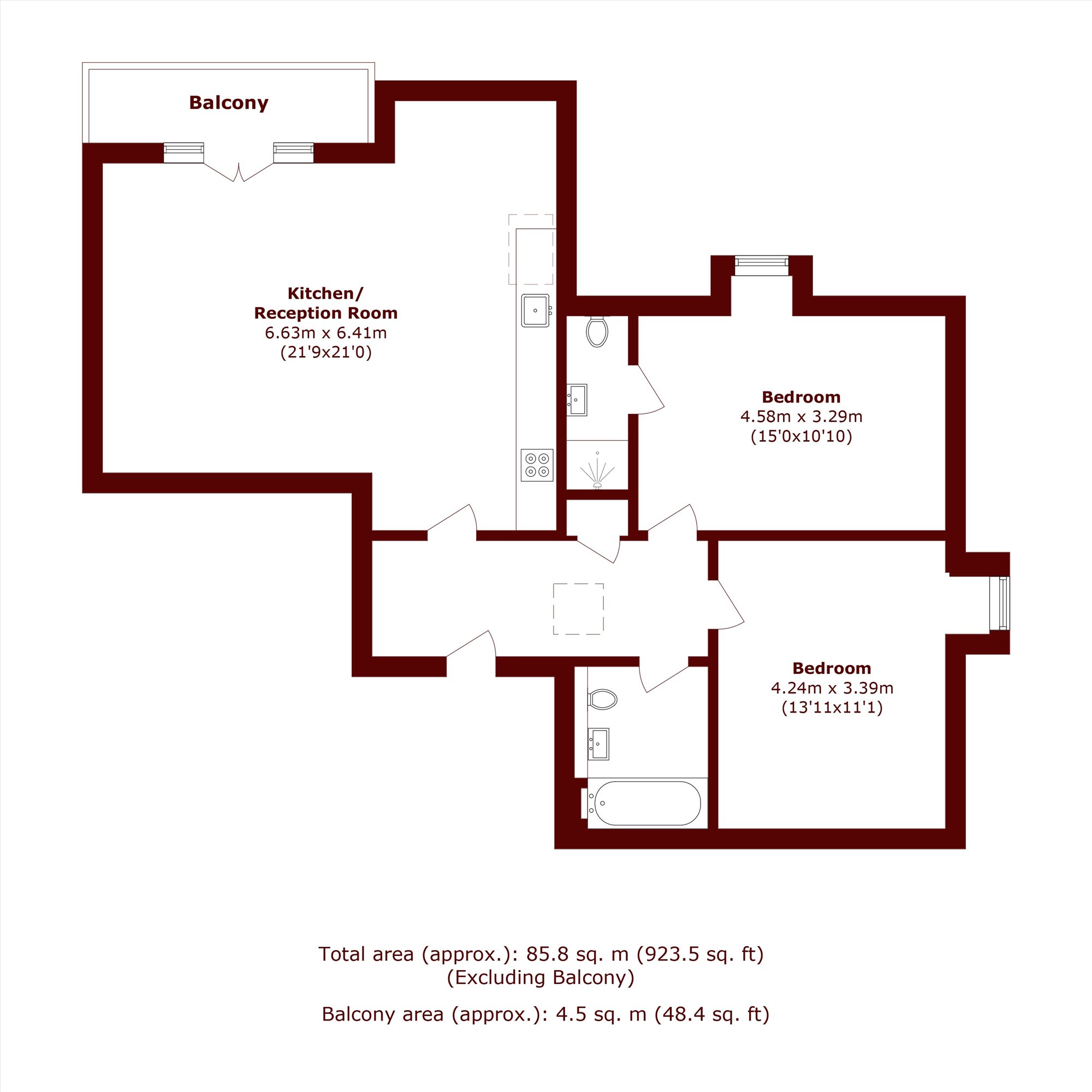 Flat 12, Lyons House, 1B, Oak Hill Road, Surbiton floorplan