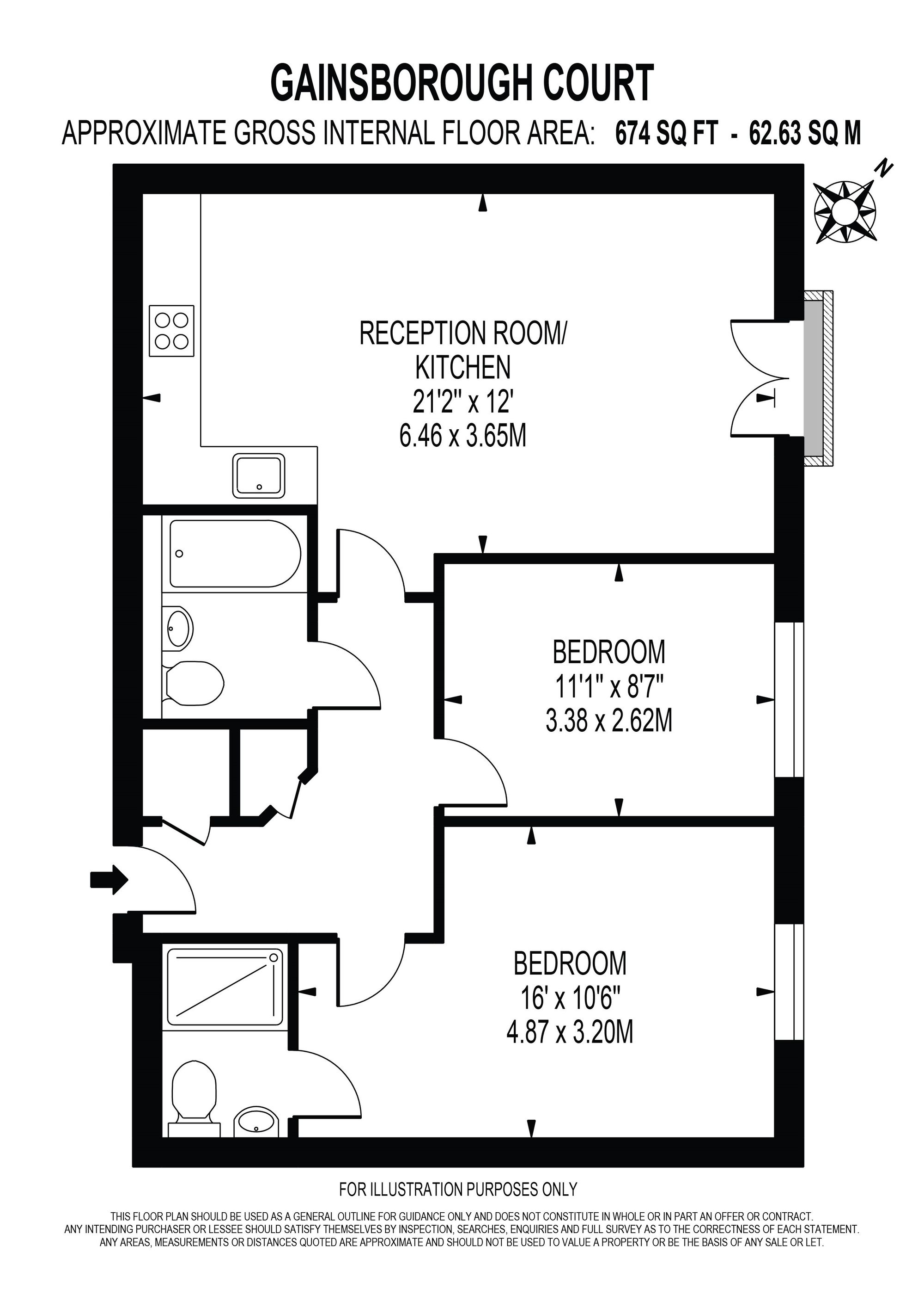 Flat 12, Gainsborough Court 164-170 Kingston Road, Epsom floorplan