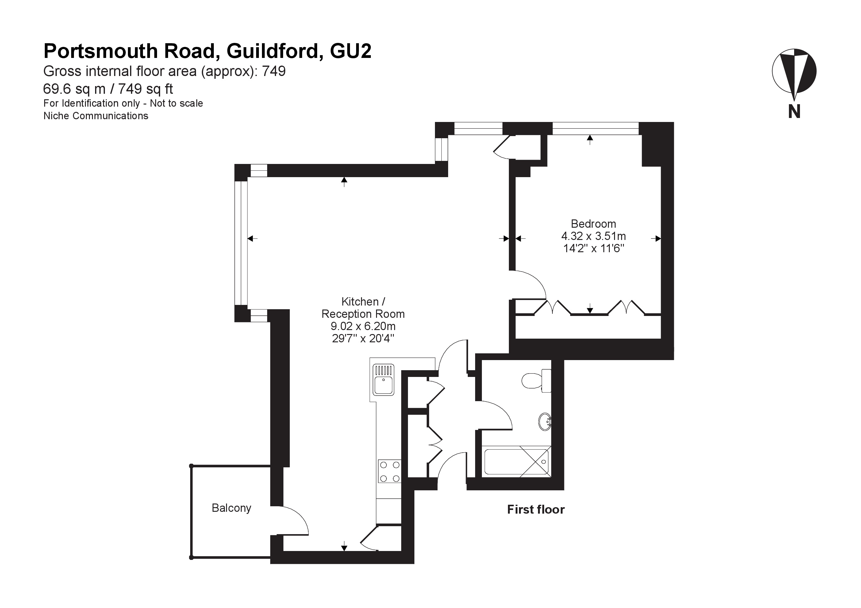 1 Bedrooms Flat for sale in Hitherbury House, 97 Portsmouth Road, Guildford, Surrey GU2