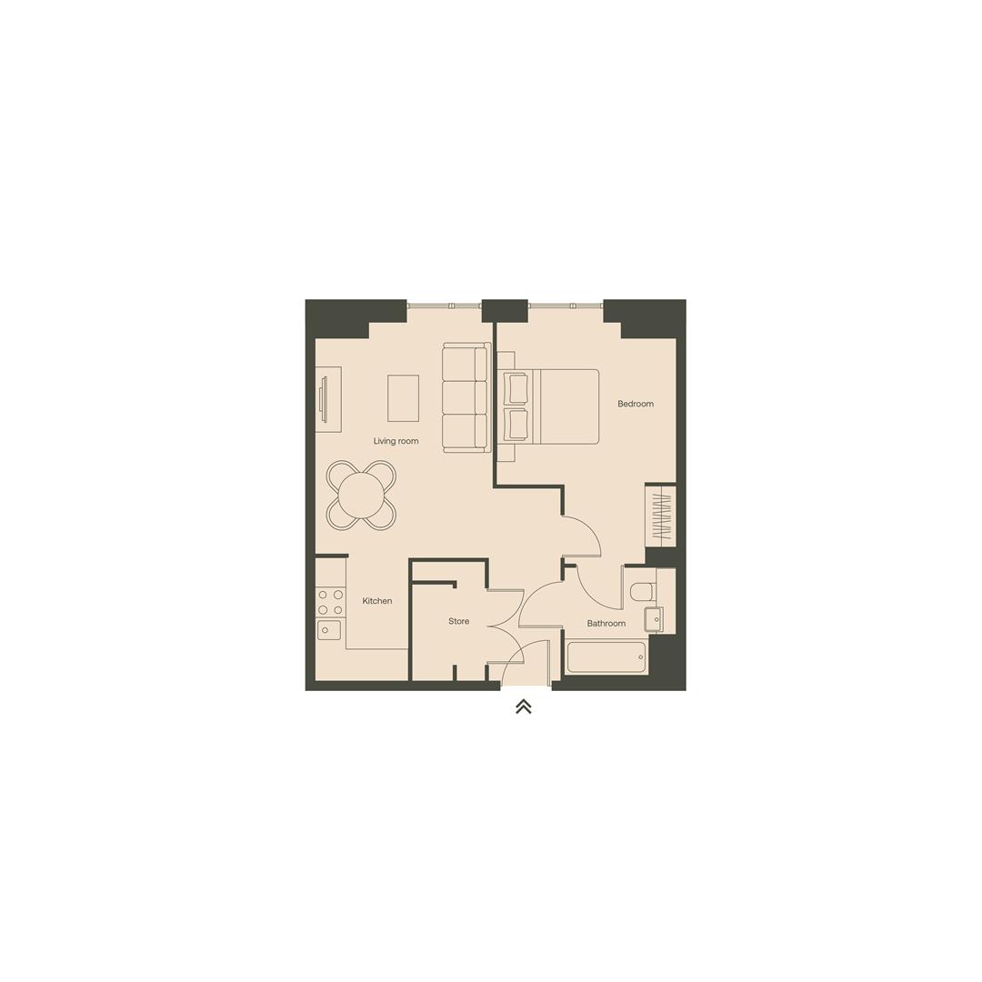 1 Bedroom, Ty Ambr, Y Rhodfa Ganolog, Cardiff floorplan