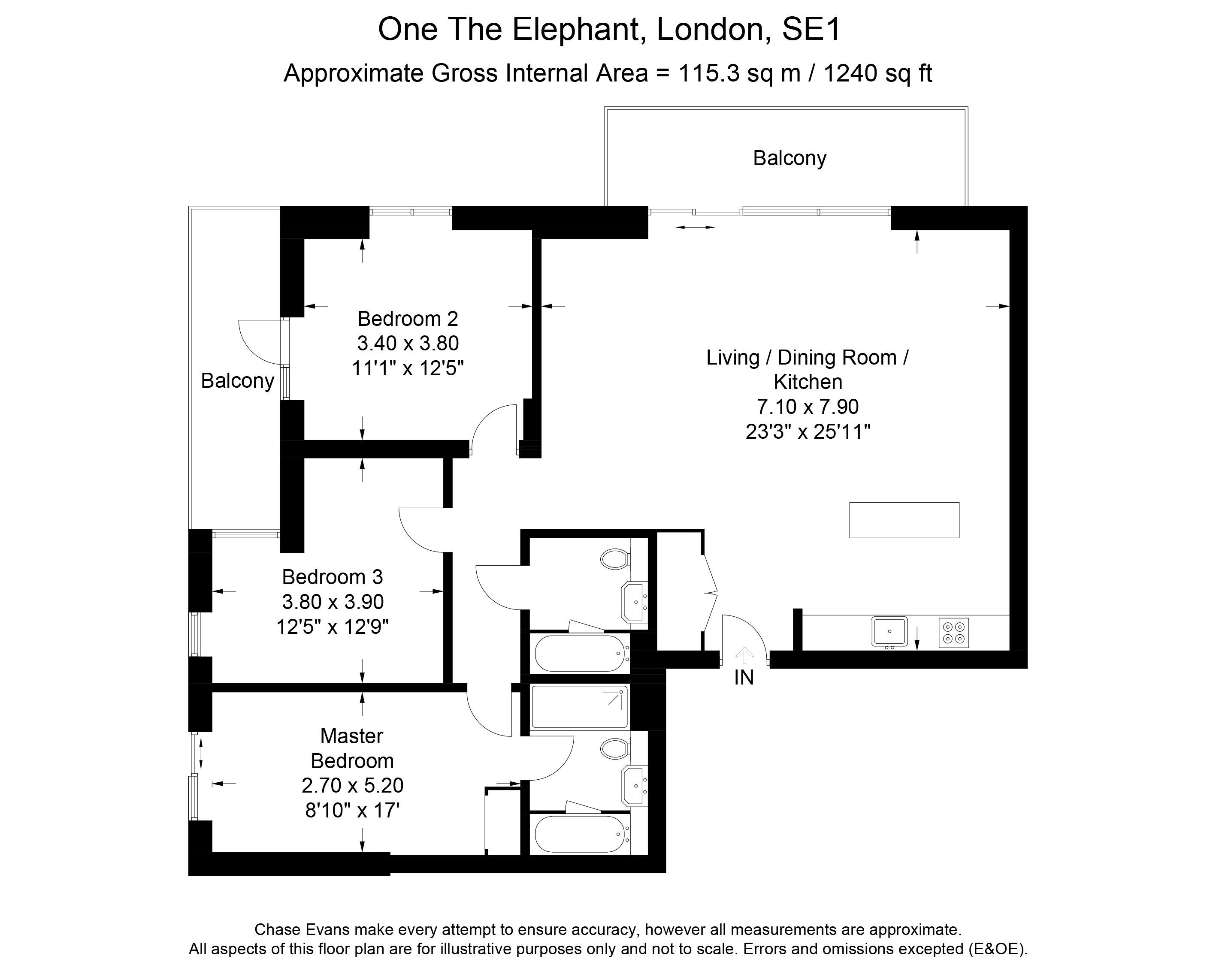 3 Bedrooms Flat to rent in One The Elephant, St Gabriel Walk, Elephant & Castle SE1