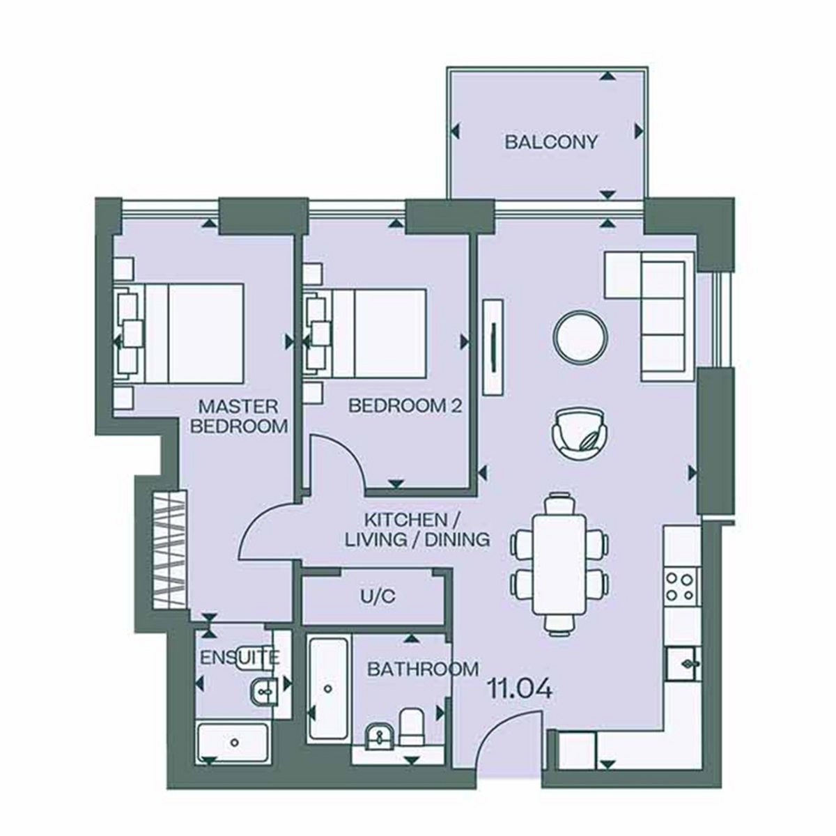 Flat Flat 11.04, Brookline, Fulton Road, London floorplan