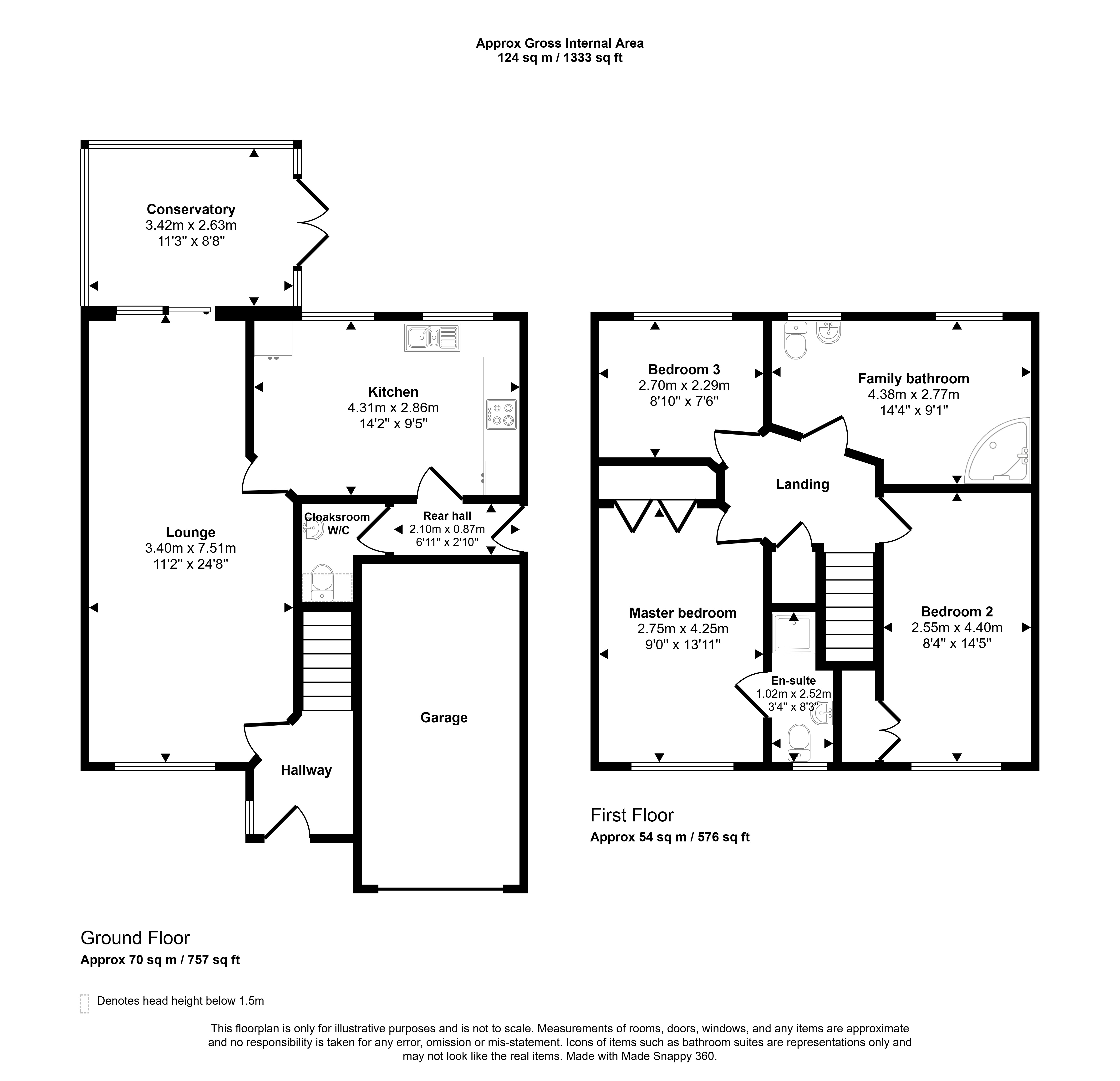 1, Conway Close, Ryton floorplan