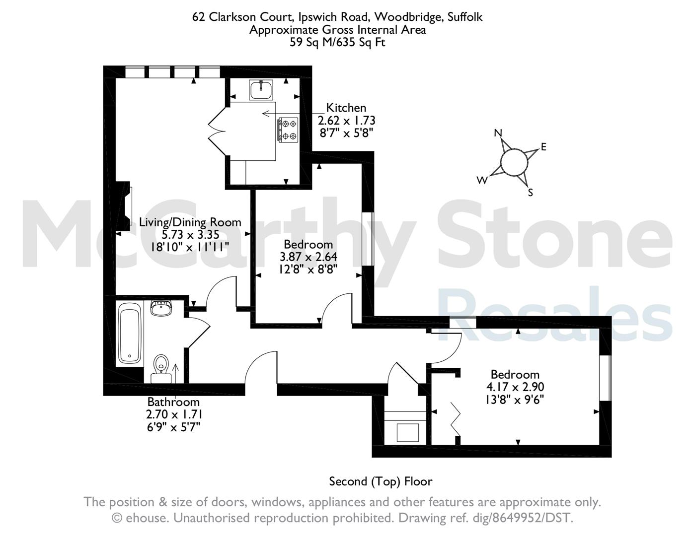 62 Clarkson Court, Ipswich Road, Woodbridge floorplan