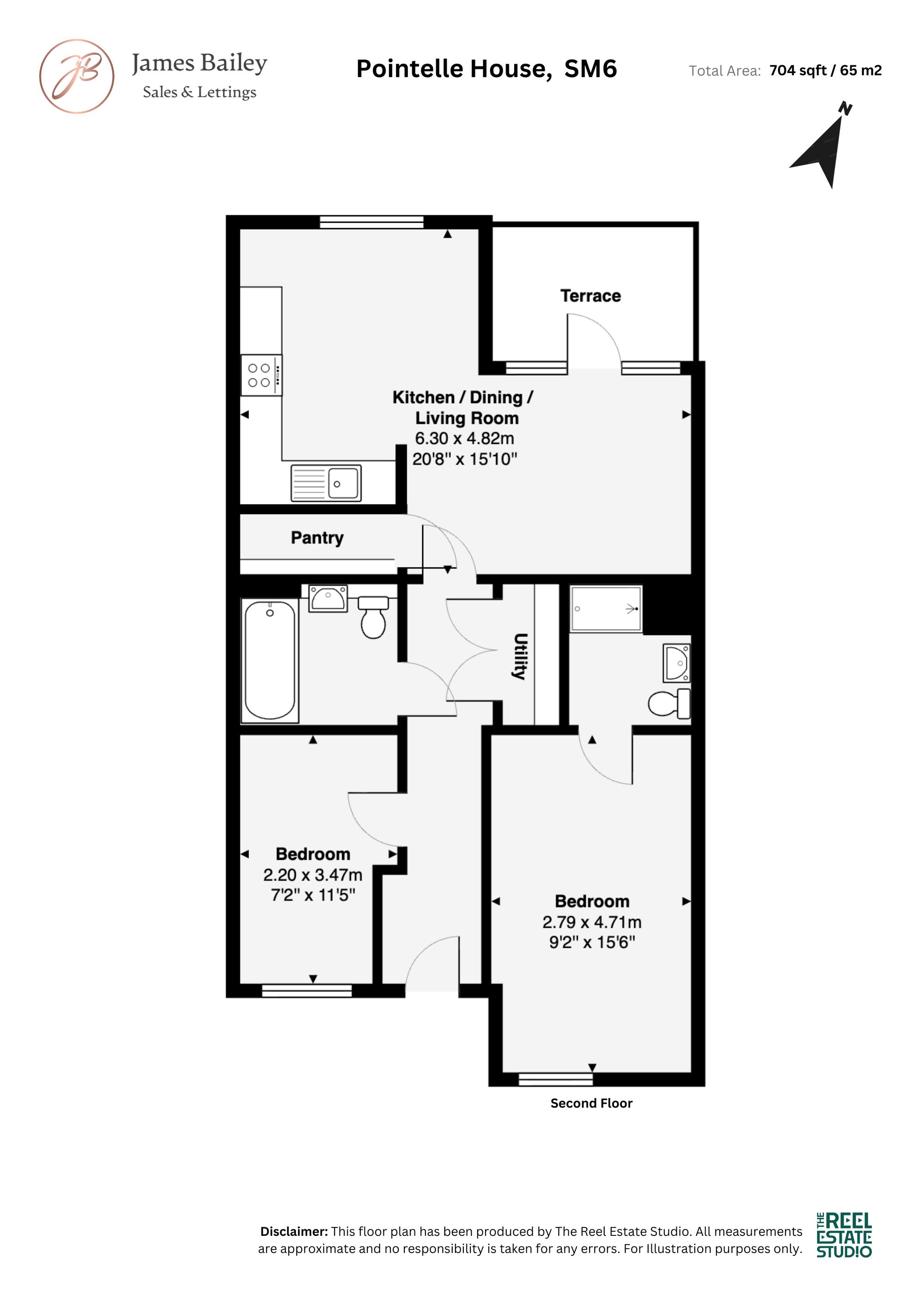 Flat 13, Pointelle House, Wallington floorplan