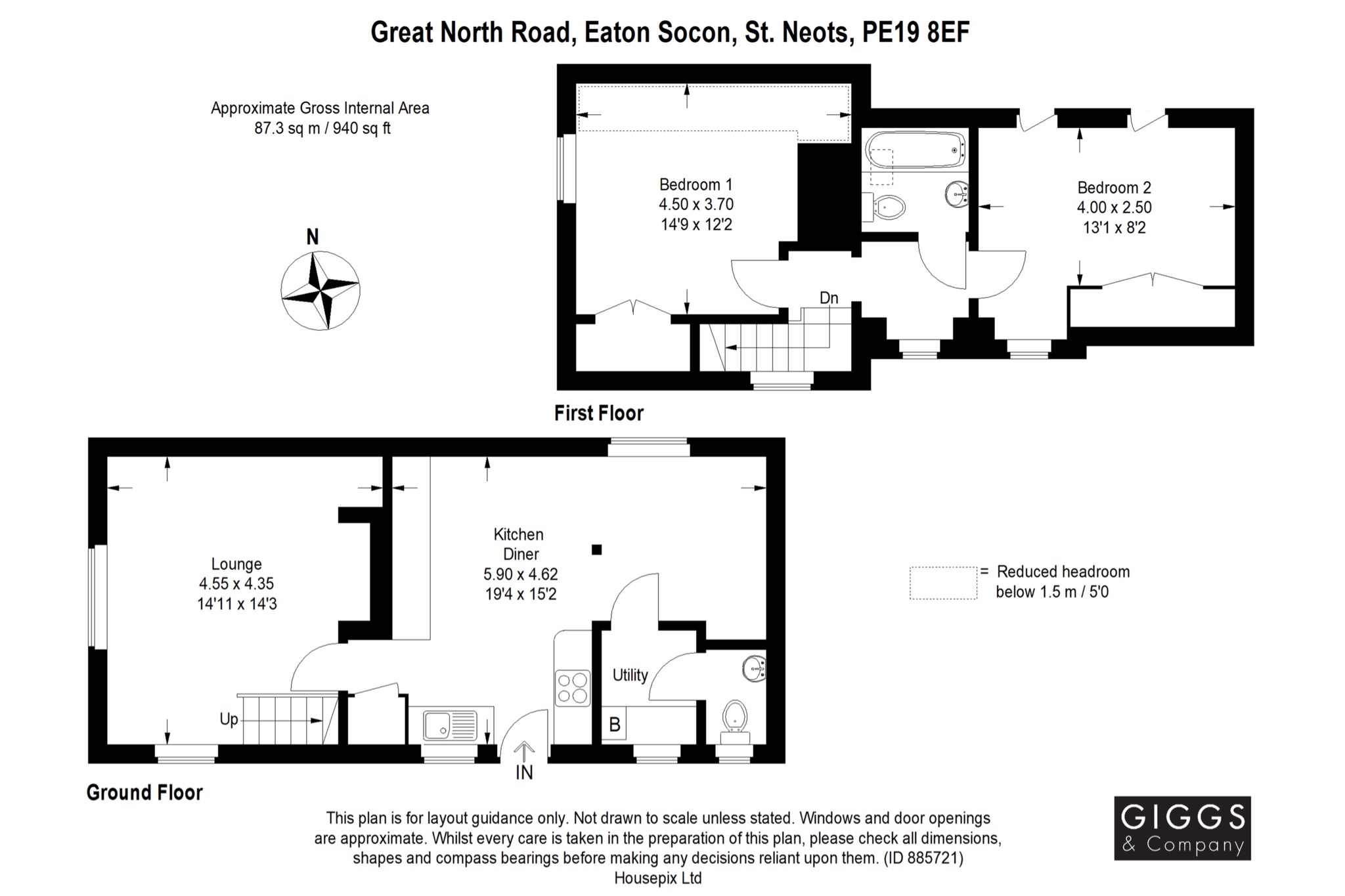Great North Road, Eaton Socon, St. Neots, Cambridgeshire PE19, 2 bedroom detached house for sale