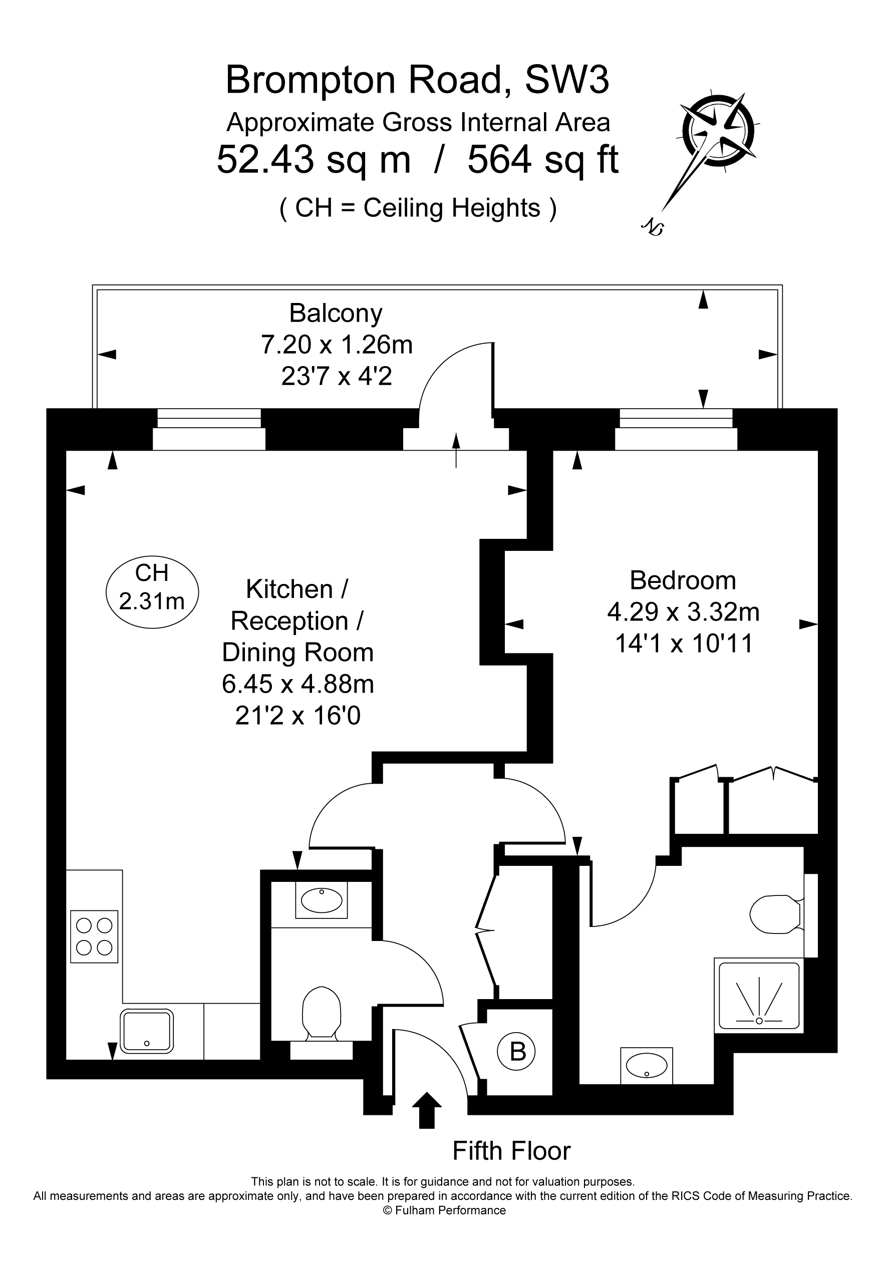 Flat 502, 180, Brompton Road, London floorplan