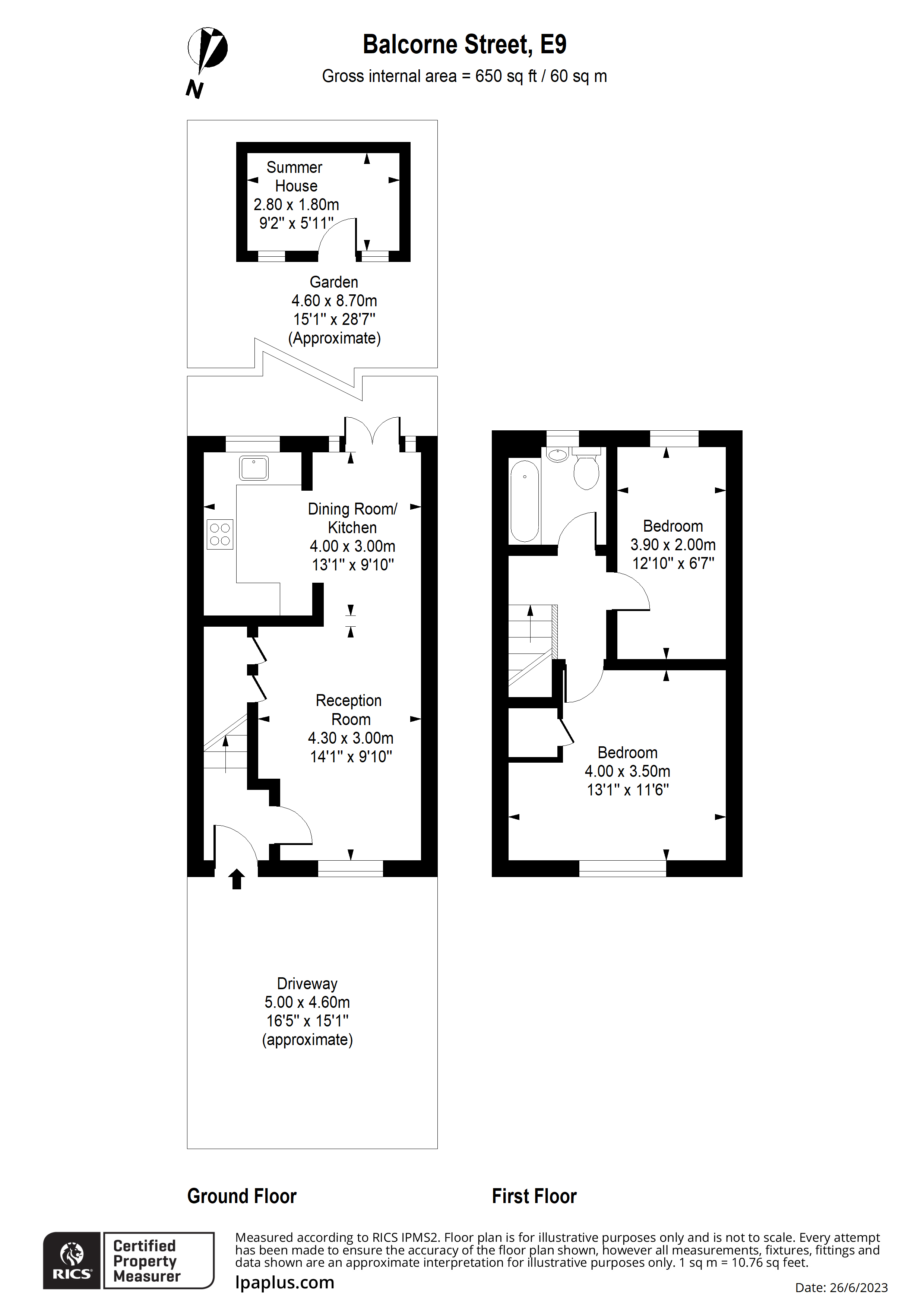 70, Balcorne Street, London floorplan