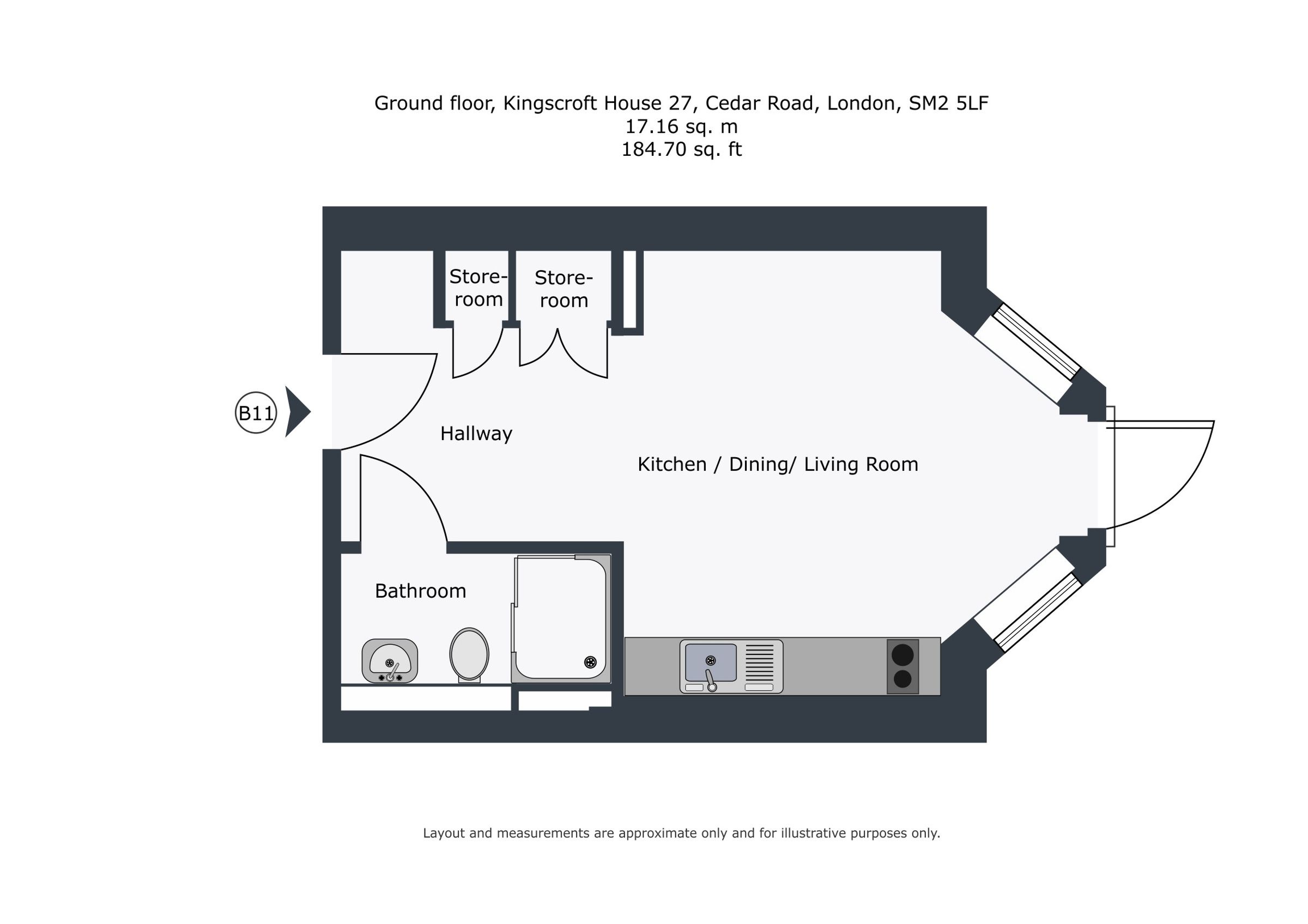 Flat 11 27 Cedar Road, London floorplan