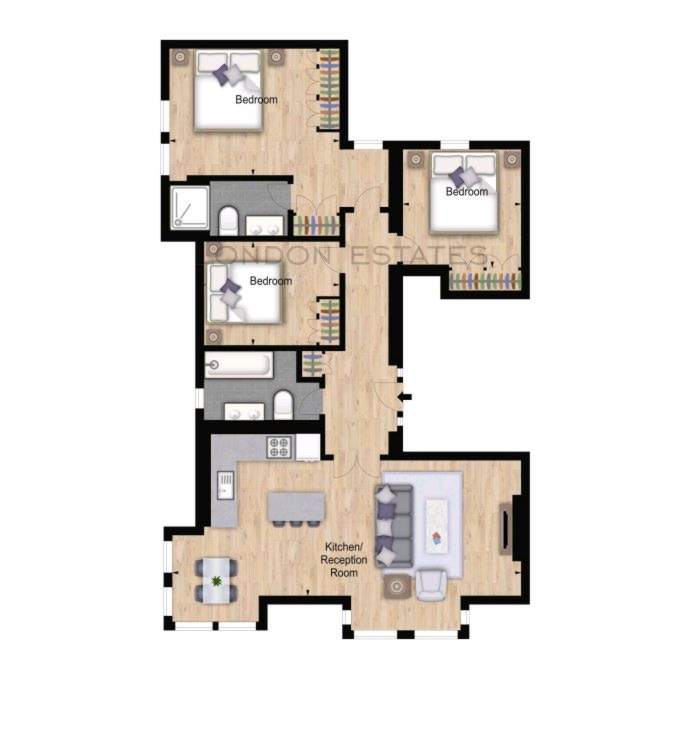 3 Bedrooms Flat to rent in Hamlet Gardens, Hammersmith W6