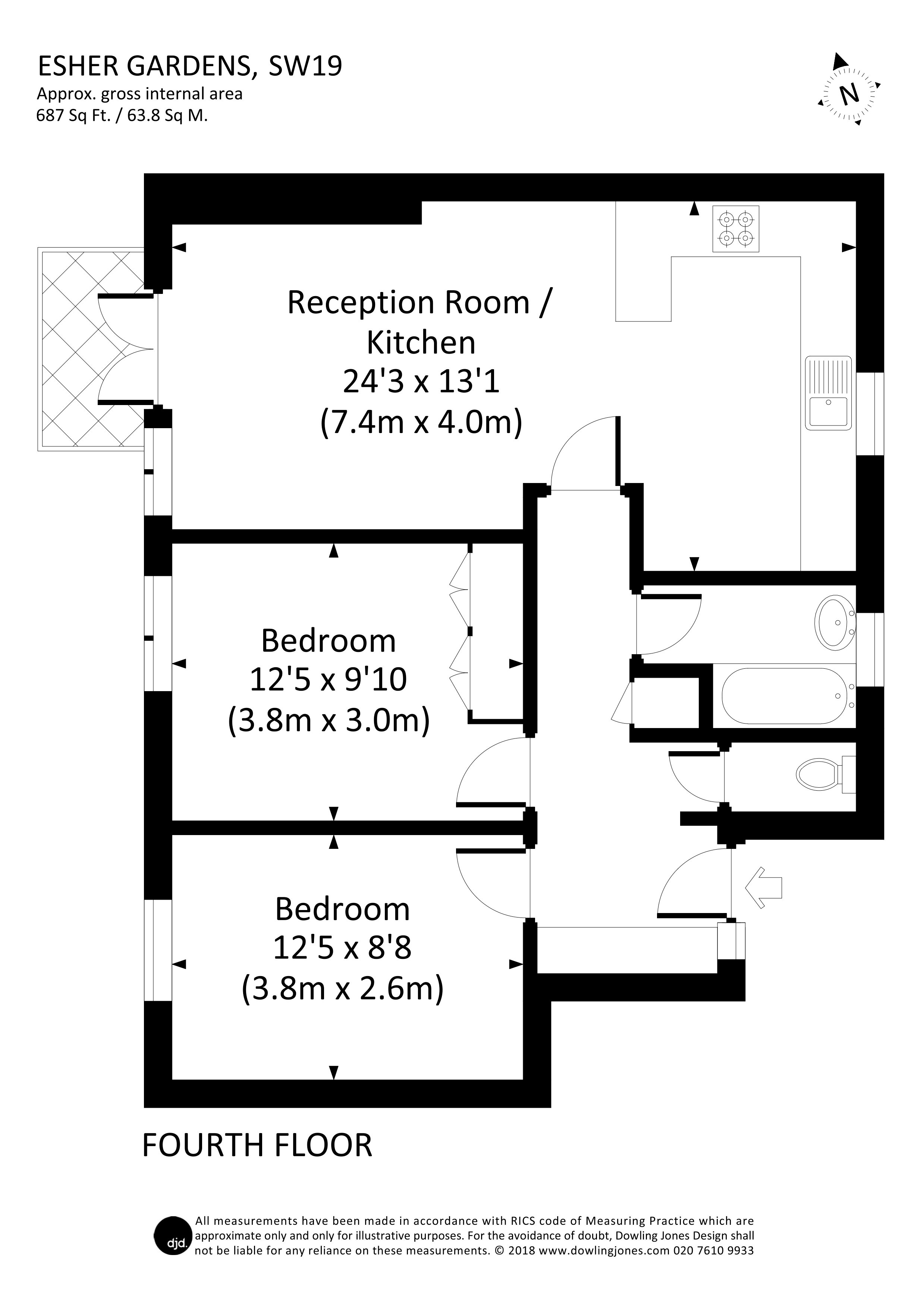 2 Bedrooms Flat to rent in Esher Gardens, Wimbledon SW19