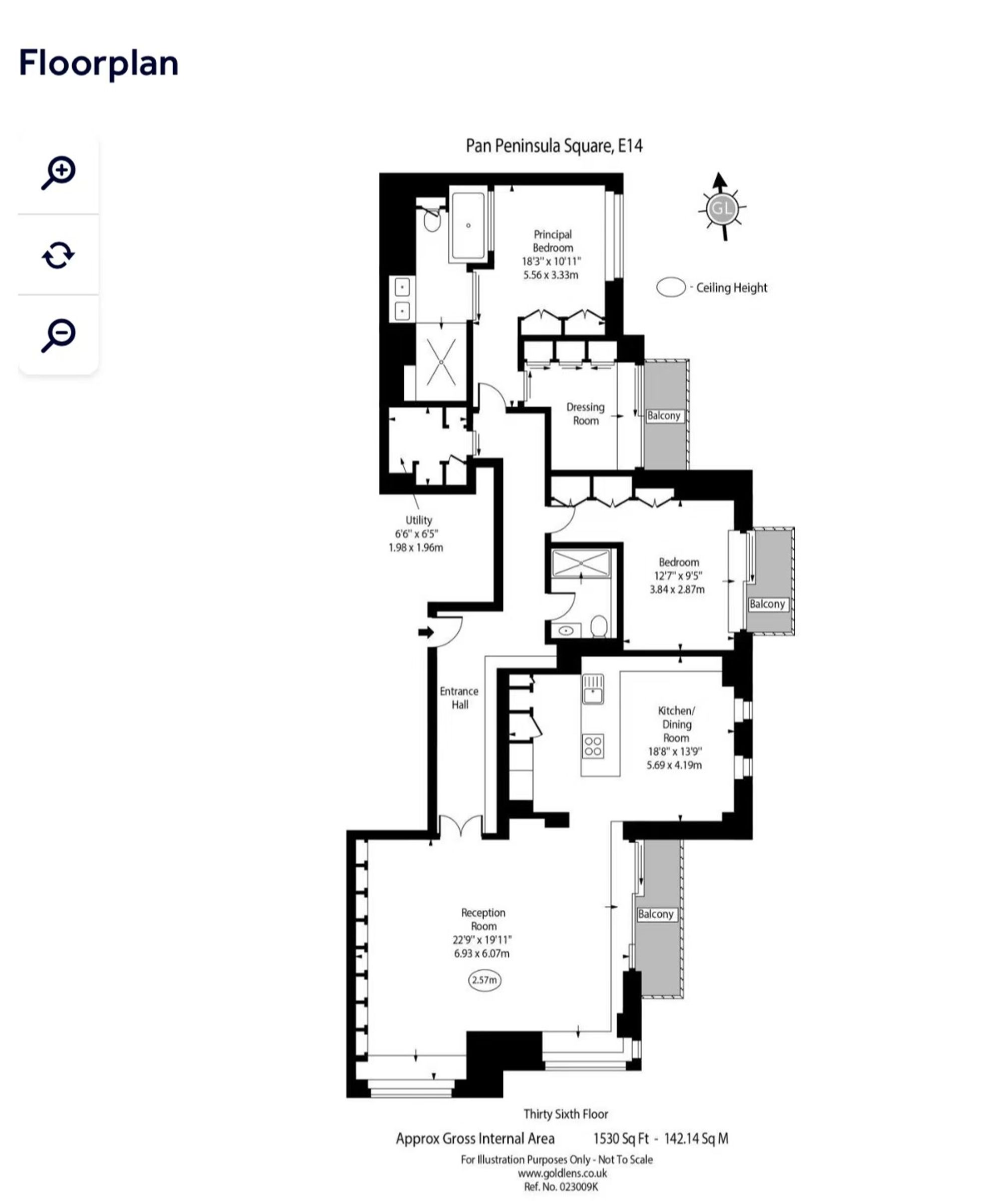 Flat 3502, 1 Pan Peninsula Square, London floorplan