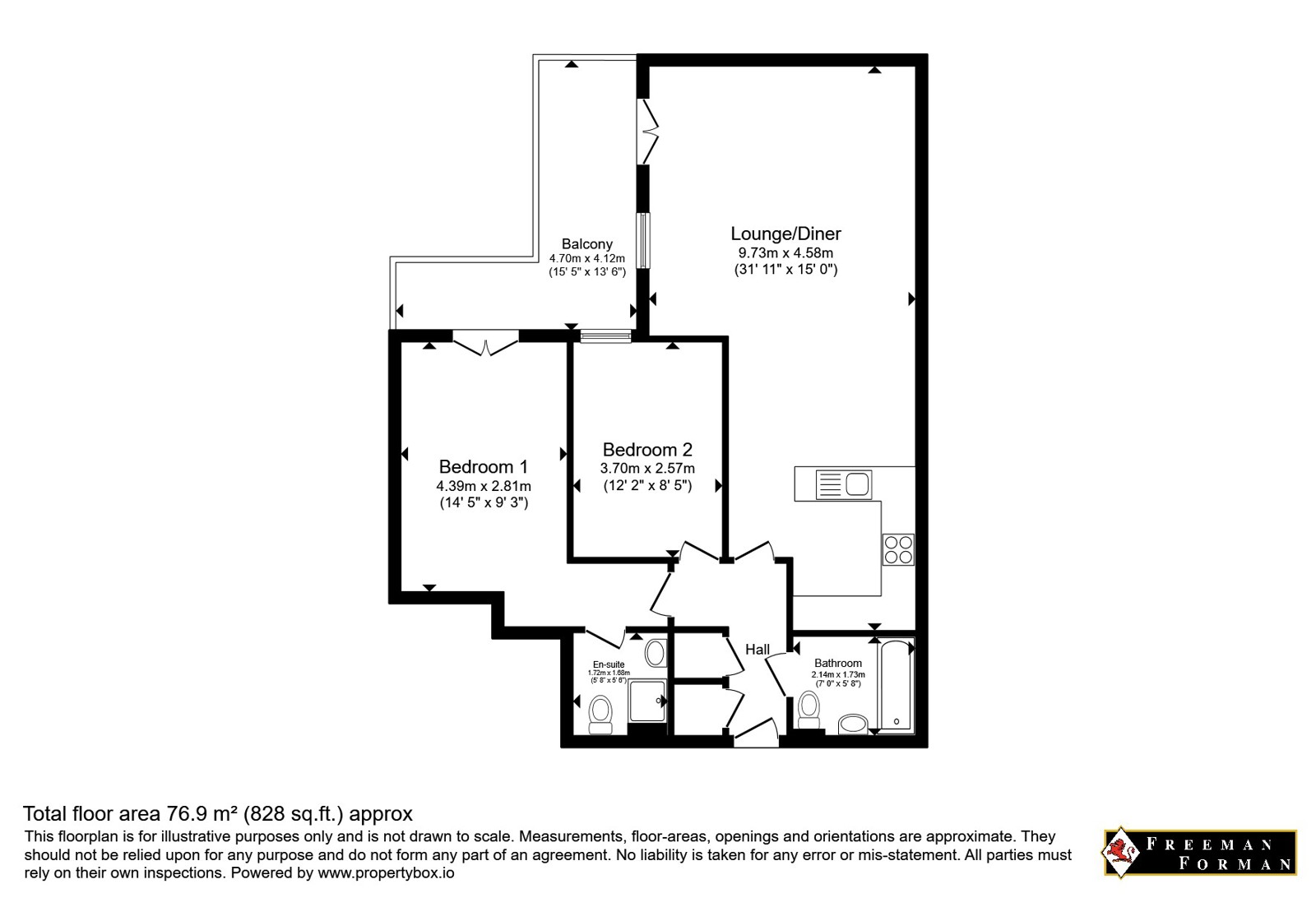 Flat 46, Waterway House,, Medway Wharf Road, Kent floorplan