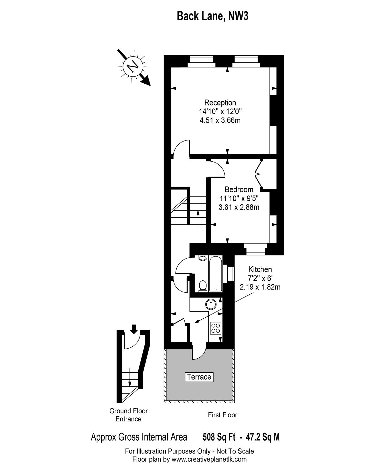 1 Bedrooms Flat to rent in Back Lane, Hampstead NW3