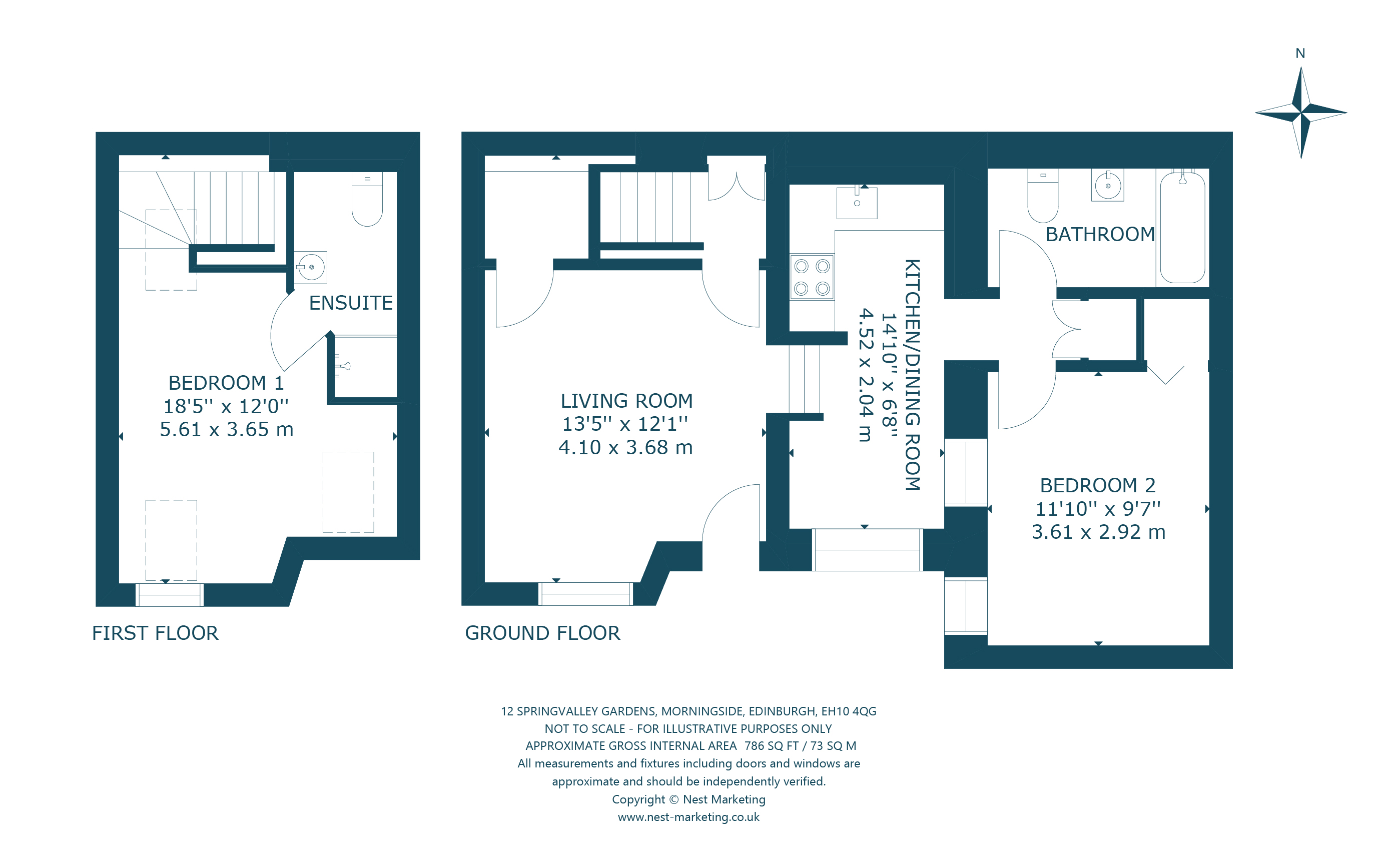 12 Springvalley Gardens, Morningside, Edinburgh EH10, 2 bedroom terraced house for sale