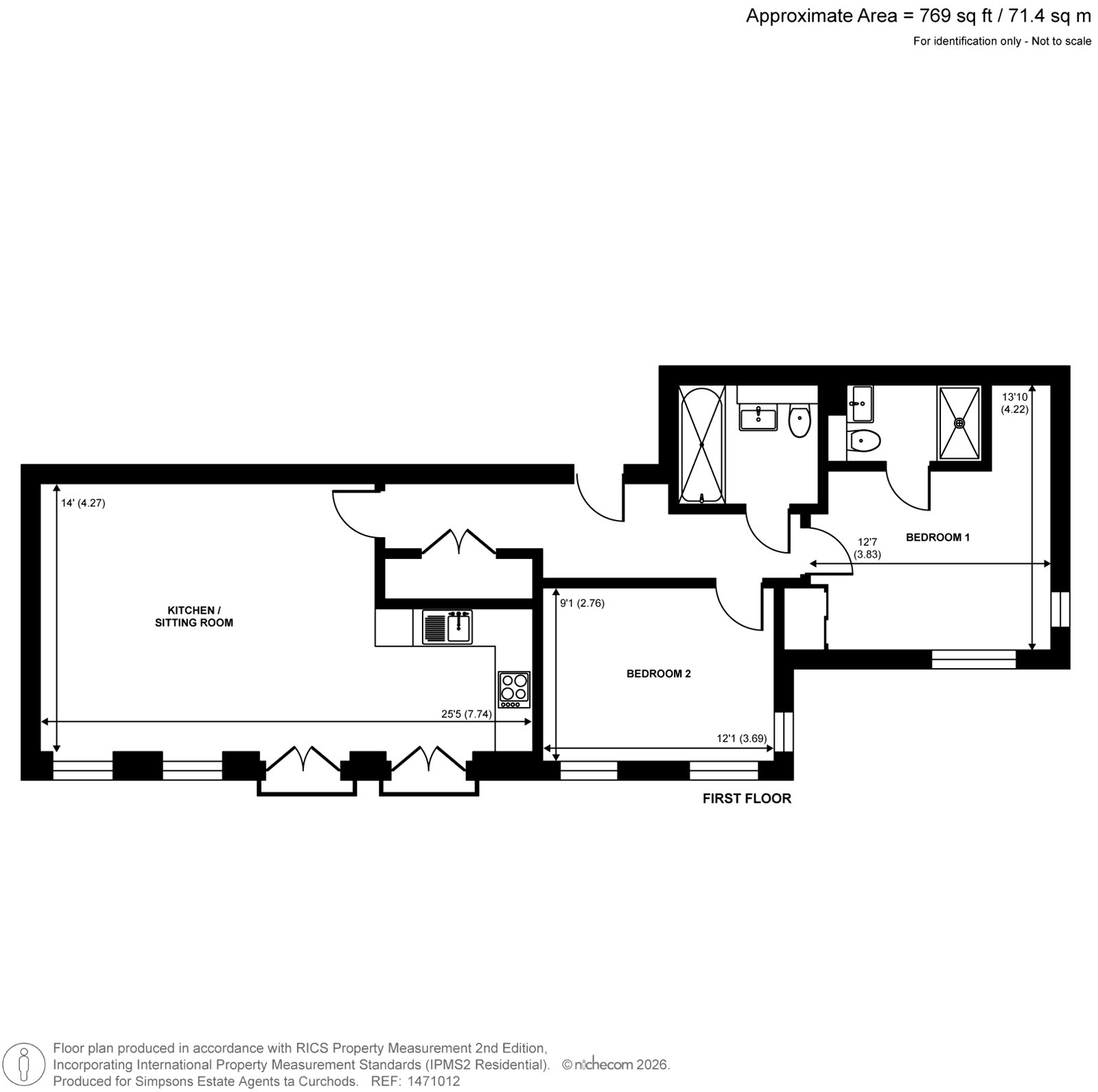 Flat 6, Bodman House, 1, Bishops Hall, Kingston Upon Thames floorplan