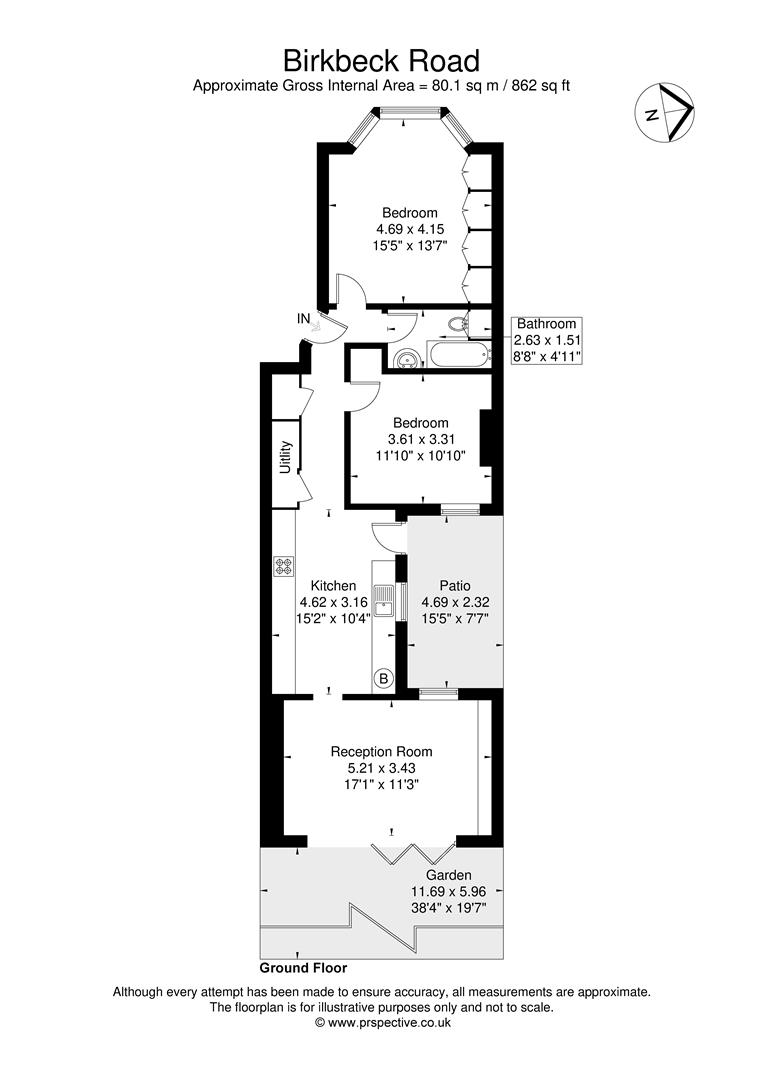 Flat 1, 10, Birkbeck Road, London floorplan