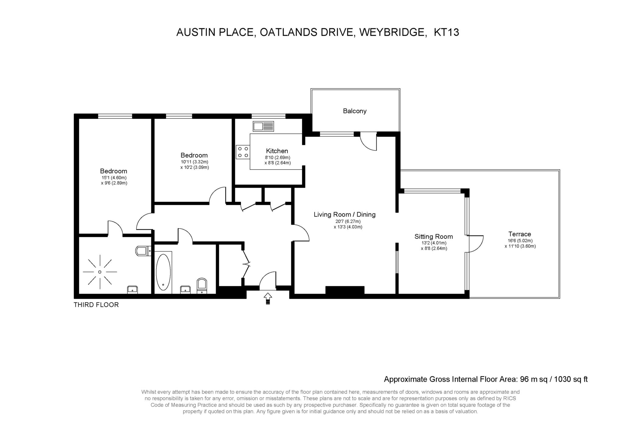 62 Austin Place, Oatlands Drive, Weybridge floorplan
