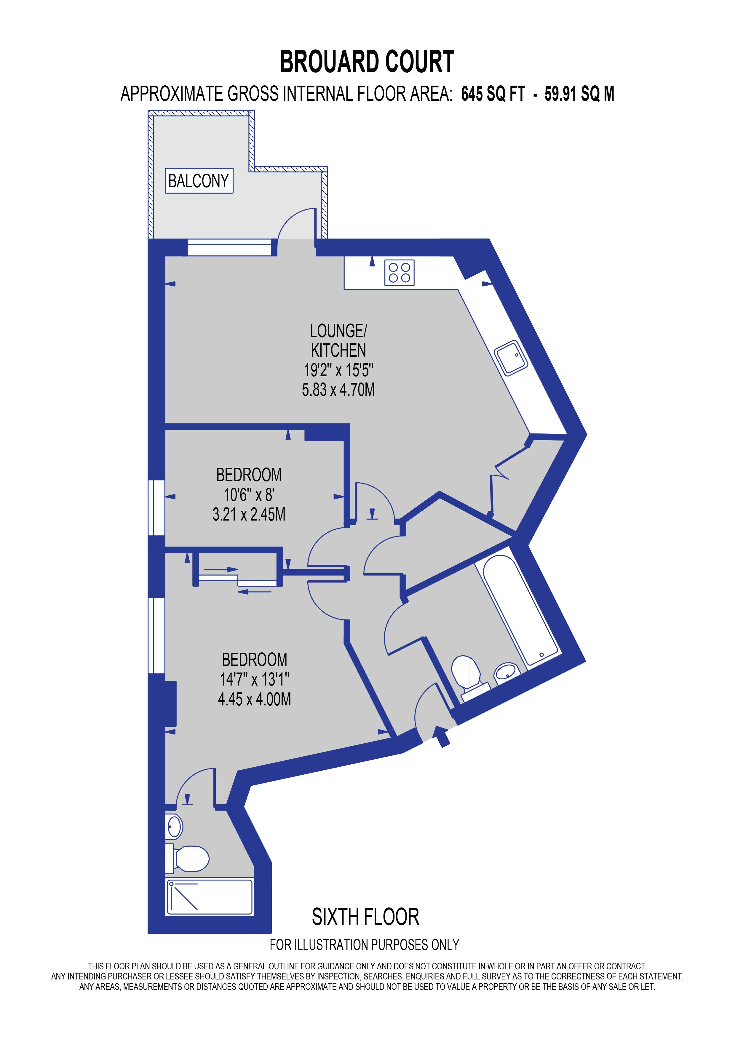 Apartment 36, Brouard Court, 13, St. Marks Square, Bromley floorplan