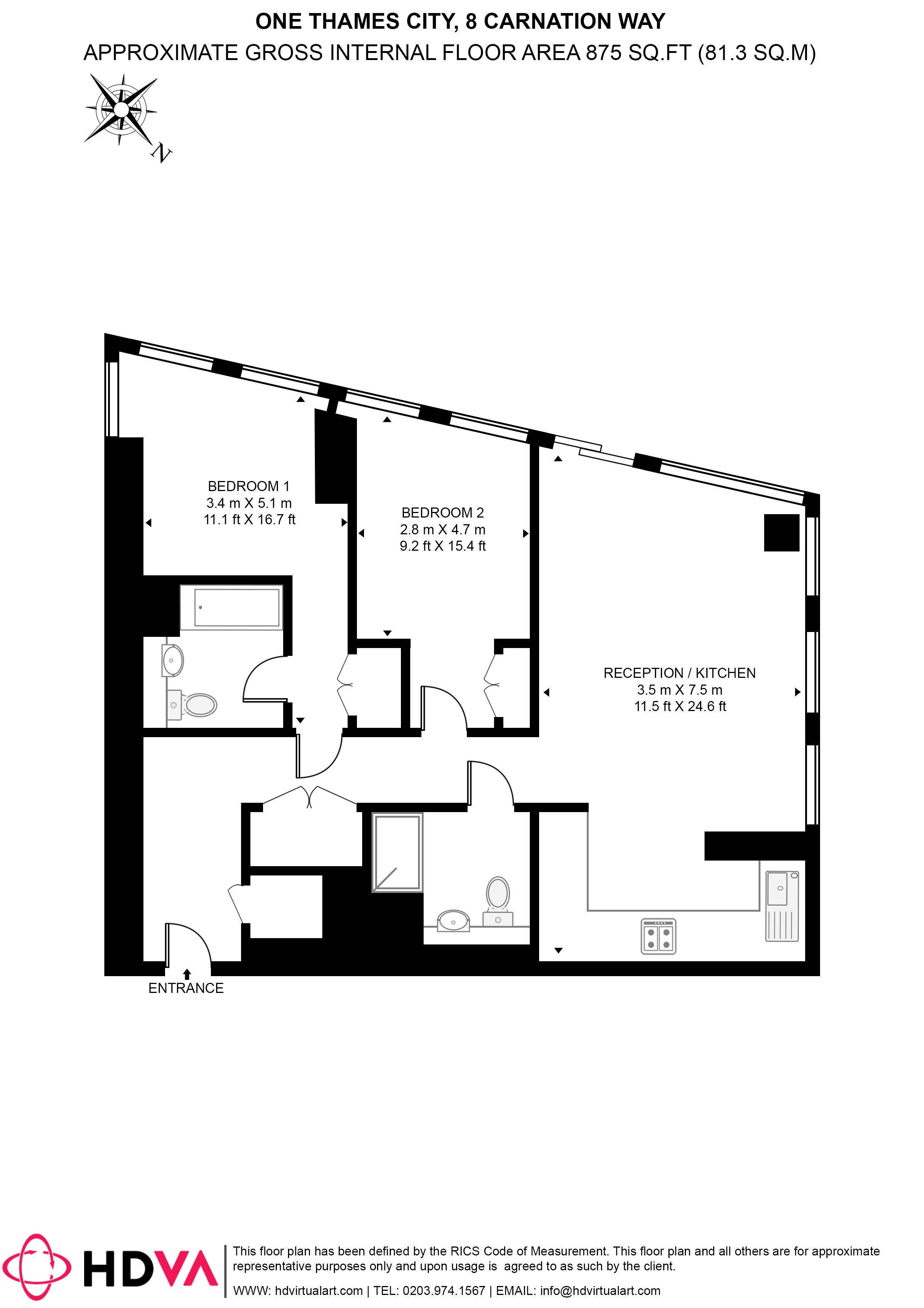 Apartment A2608, Thames City, 8 Carnation Way, London floorplan