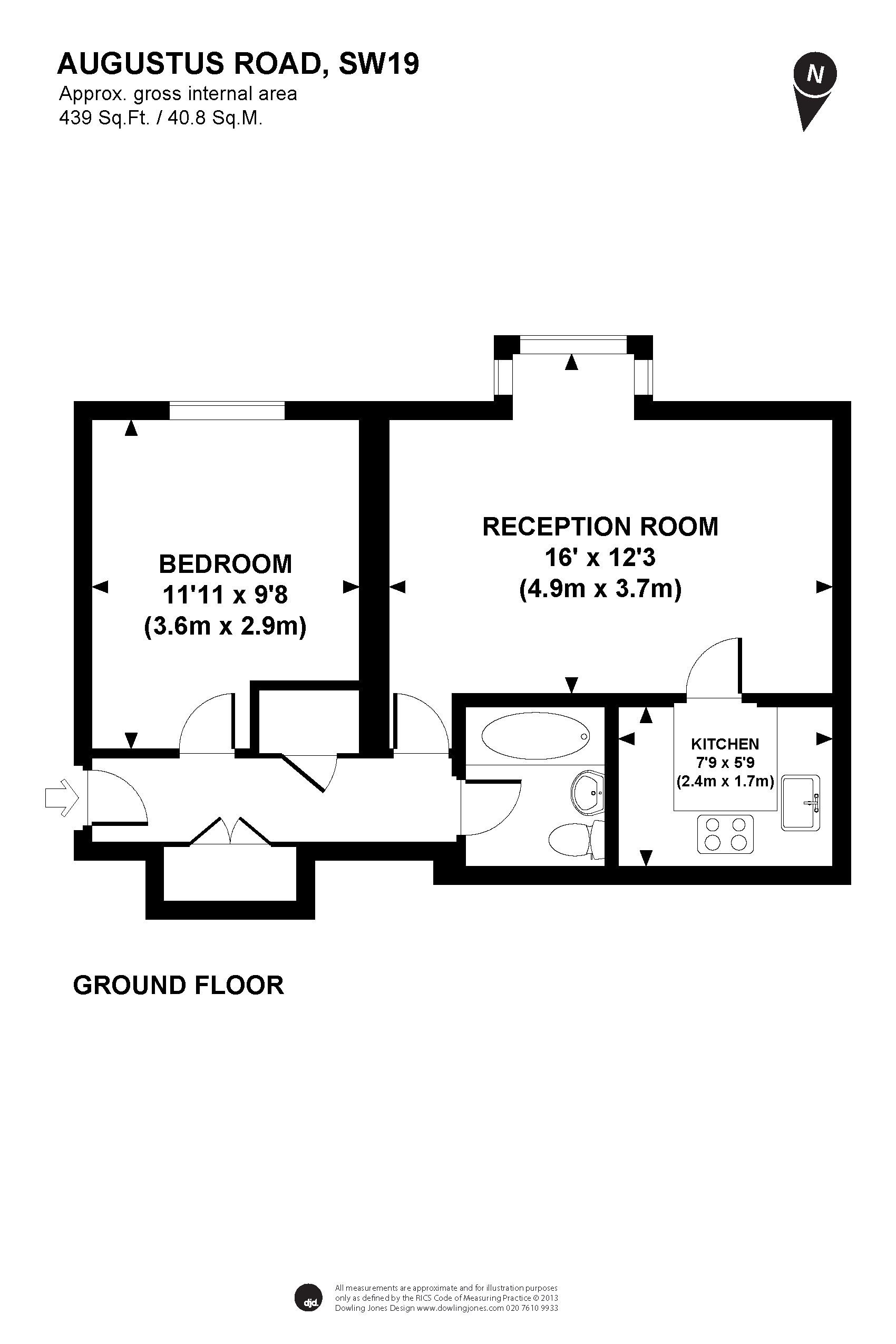 Flat 1, Doradus Court,, Augustus Road, London floorplan