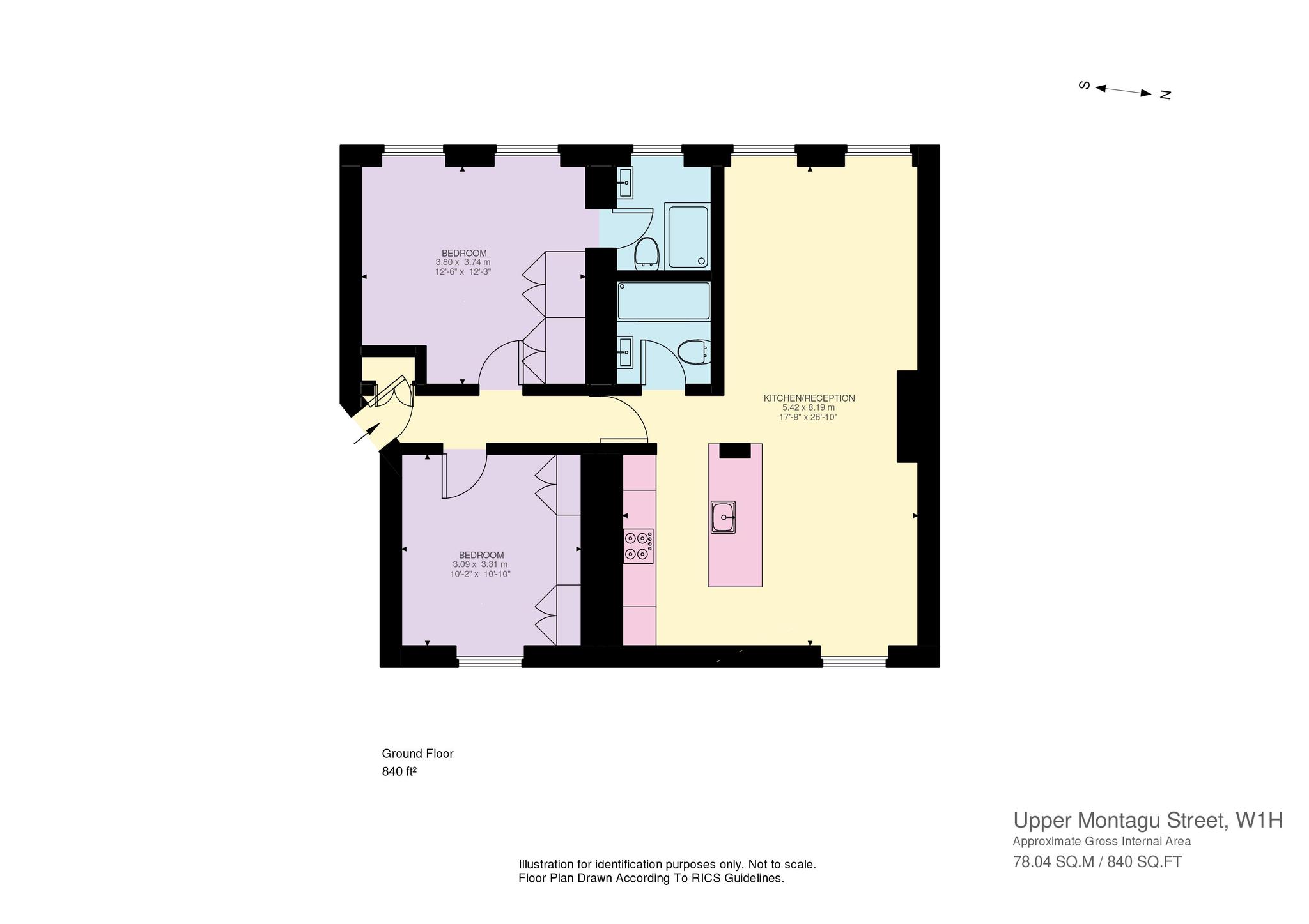 Flat D, Upper Montagu Street, Marylebone floorplan
