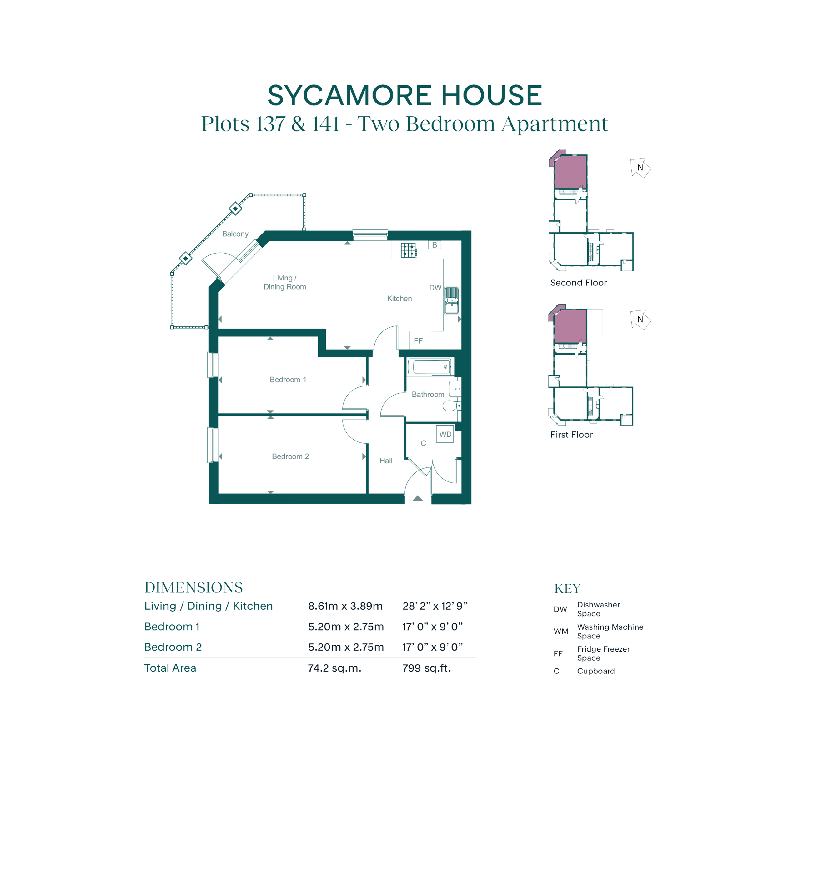 2 Hindsland Avenue - two bed flat 799 1mrf, Leaf Living at Rushlake Meadows, Willingdon, BN20, Willingdon floorplan