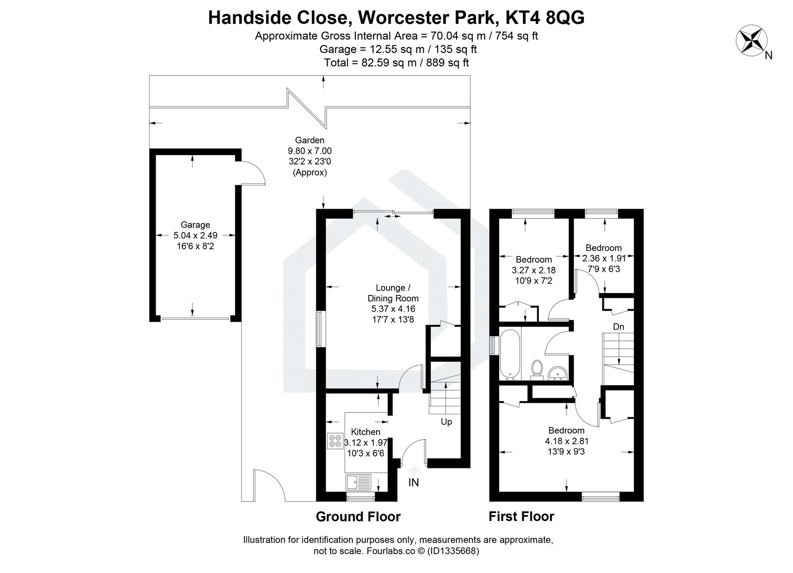 17, Handside Close, Worcester Park floorplan