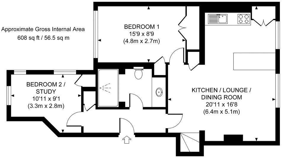 Flat 1, 5-6, Bishopsmead Parade, Leatherhead floorplan