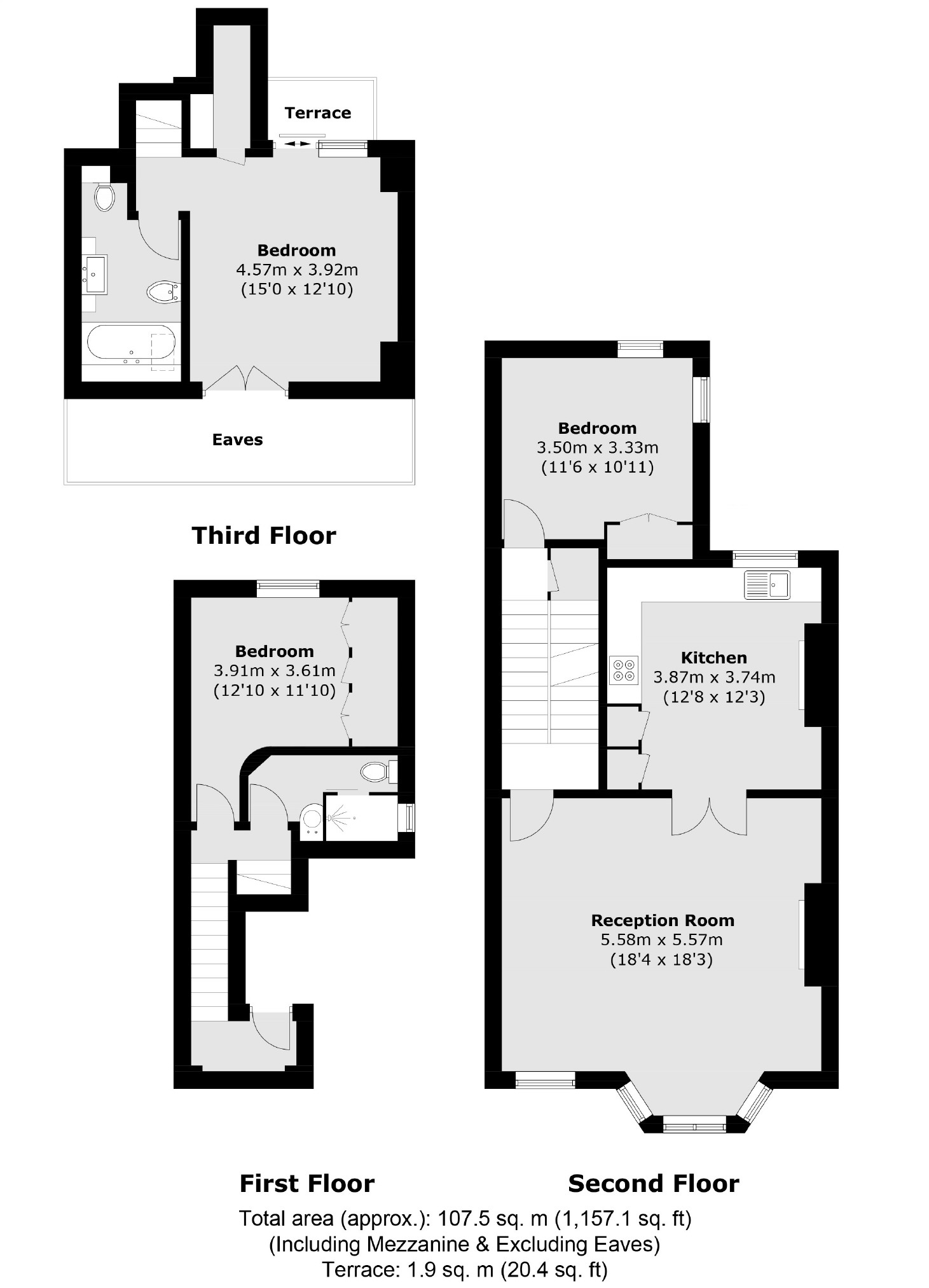 Top Floor Flat, 10, Callow Street, London floorplan