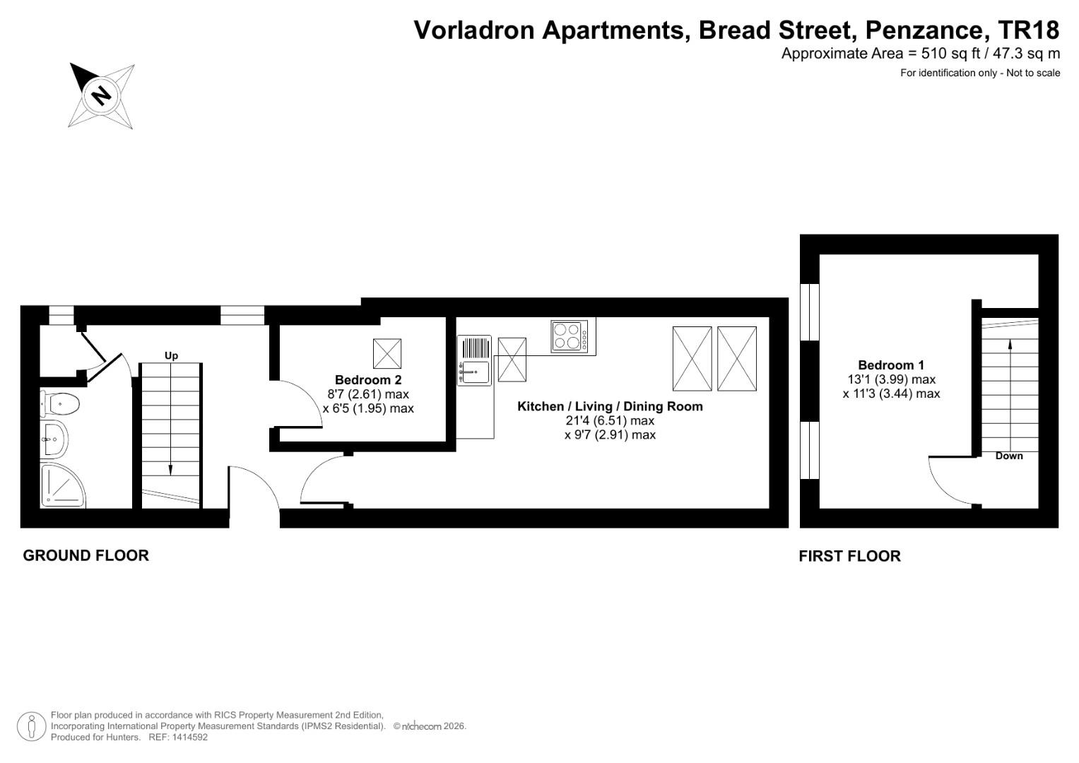 2, Vorladron Apartments, Bread Street, Penzance floorplan