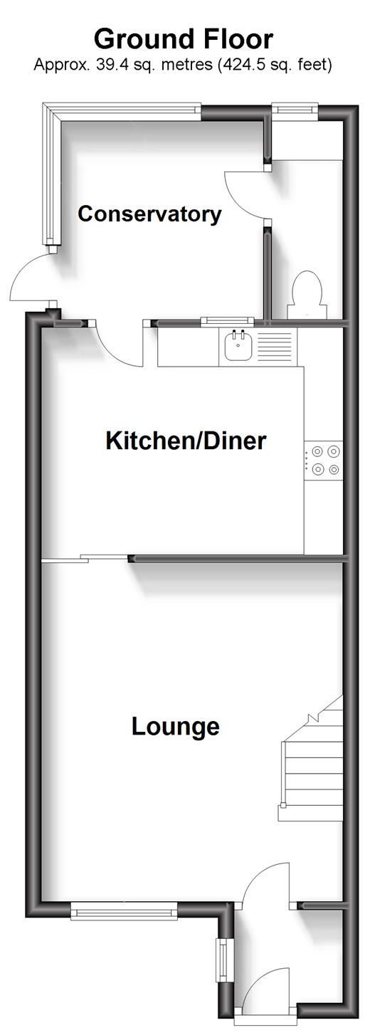 Windsor Road, Chichester, West Sussex PO19, 2 bedroom end terrace house