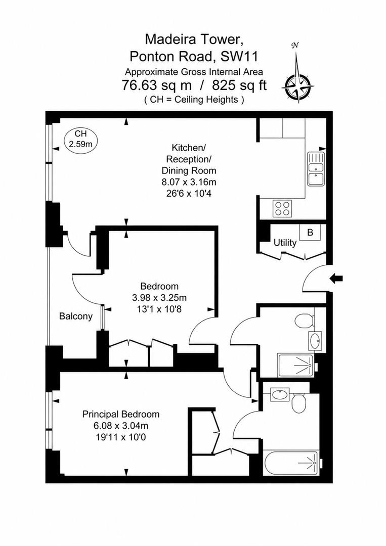 3, 30, Madeira Tower, Ponton Road, London floorplan
