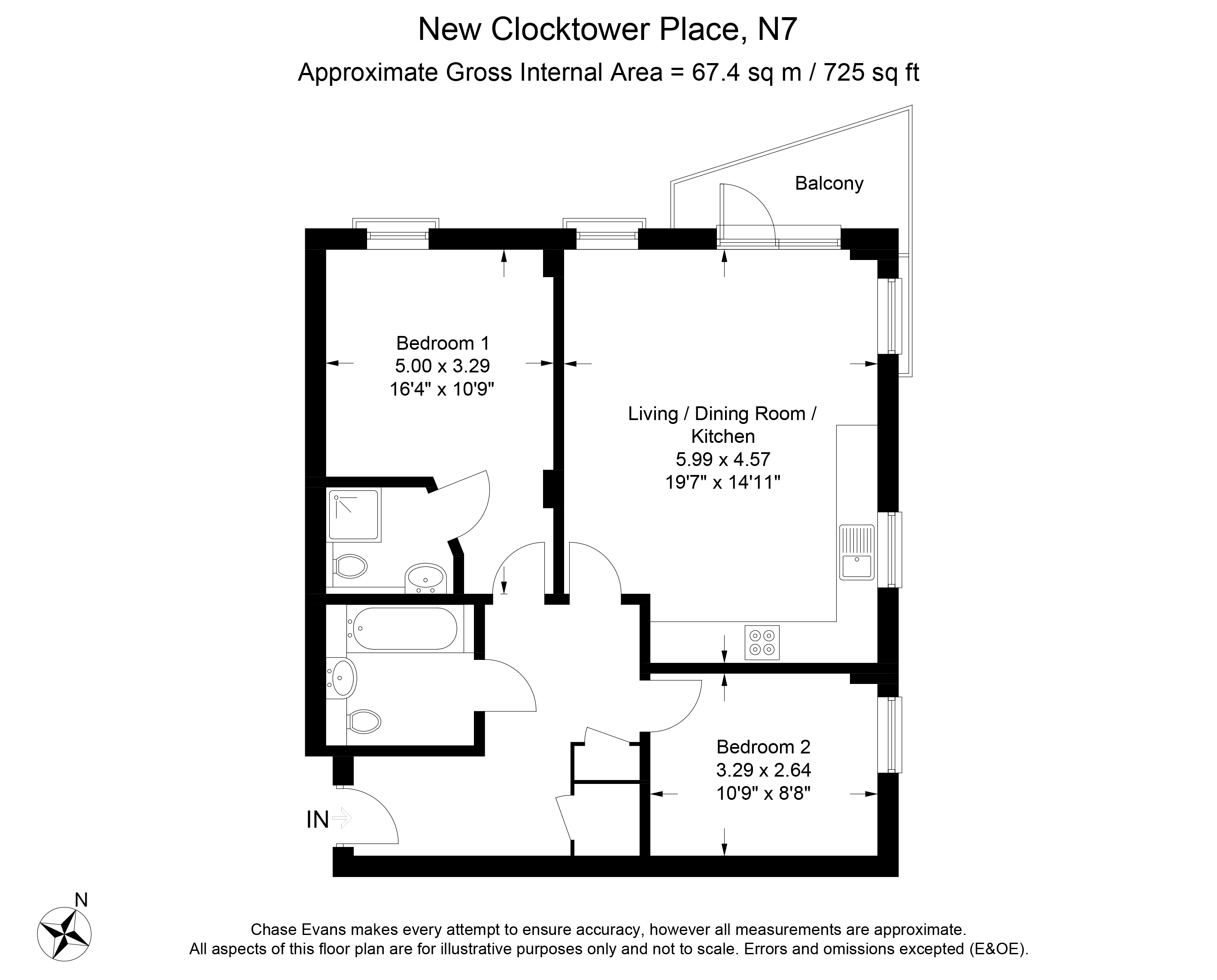 2 Bedrooms Flat to rent in New Clocktower Place, Islington, London N7