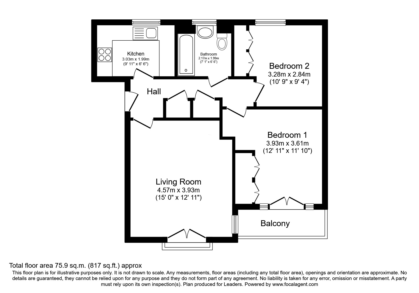 Flat 5, 95, Southern Cross, Bedford floorplan