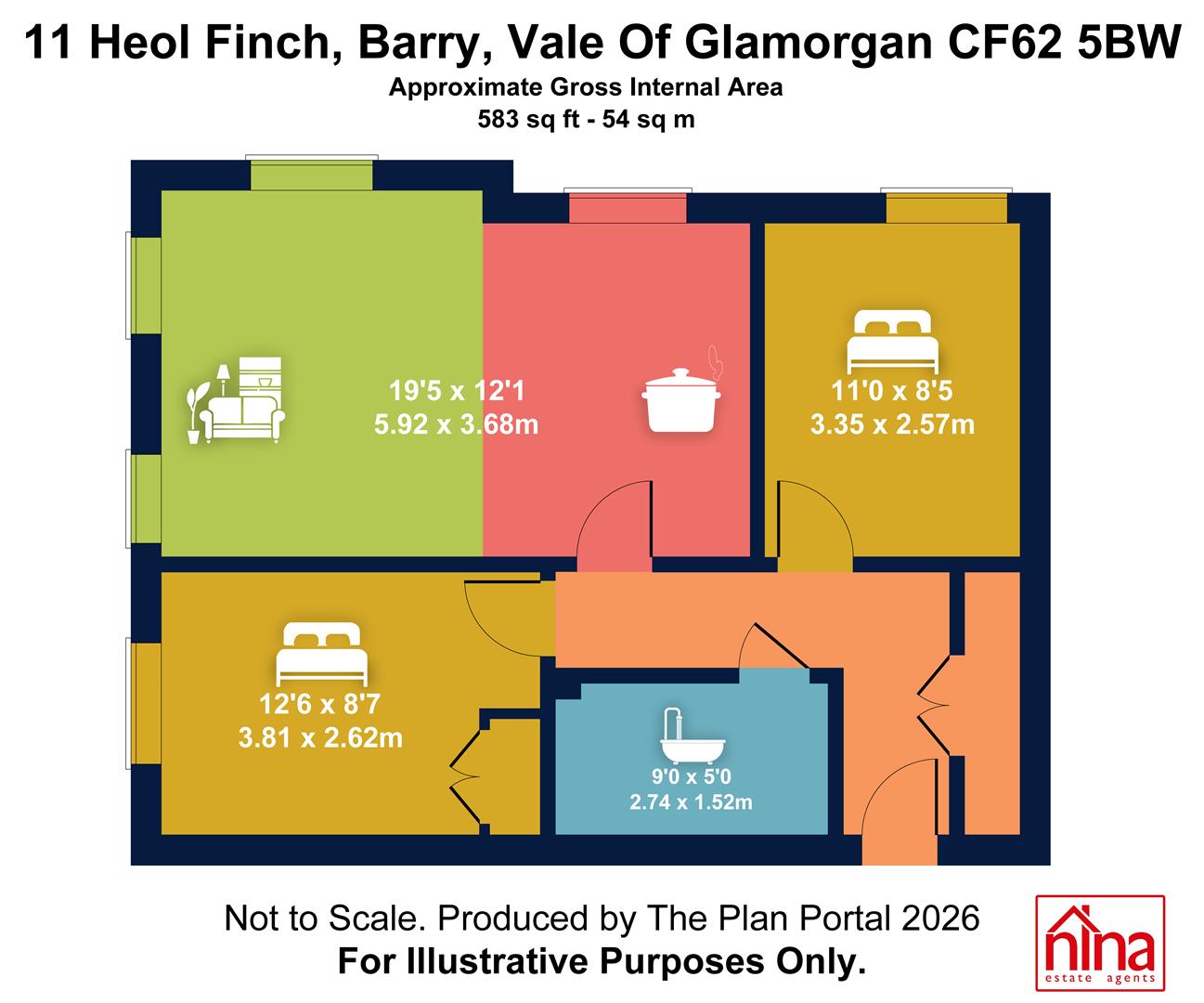 11, Heol Finch, Barry floorplan
