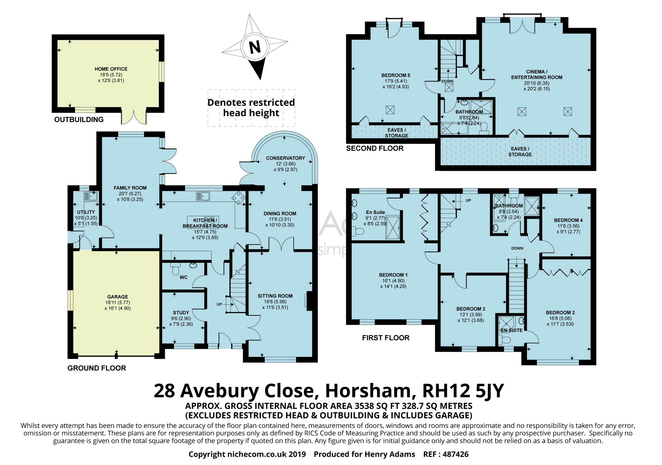 5 Bedrooms Detached house for sale in Avebury Close, Horsham RH12