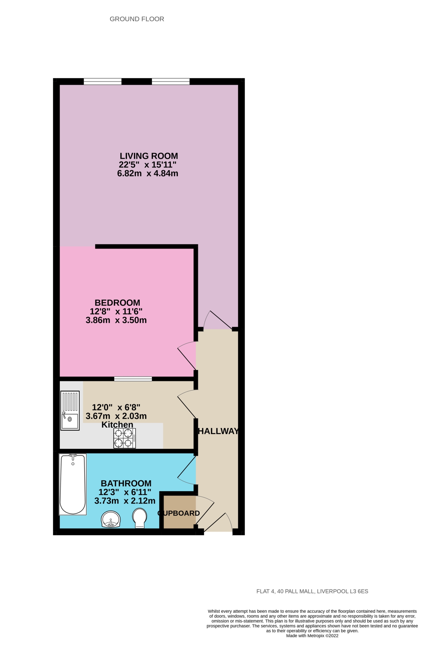 Flat 4, 40 Pall Mall, Liverpool floorplan